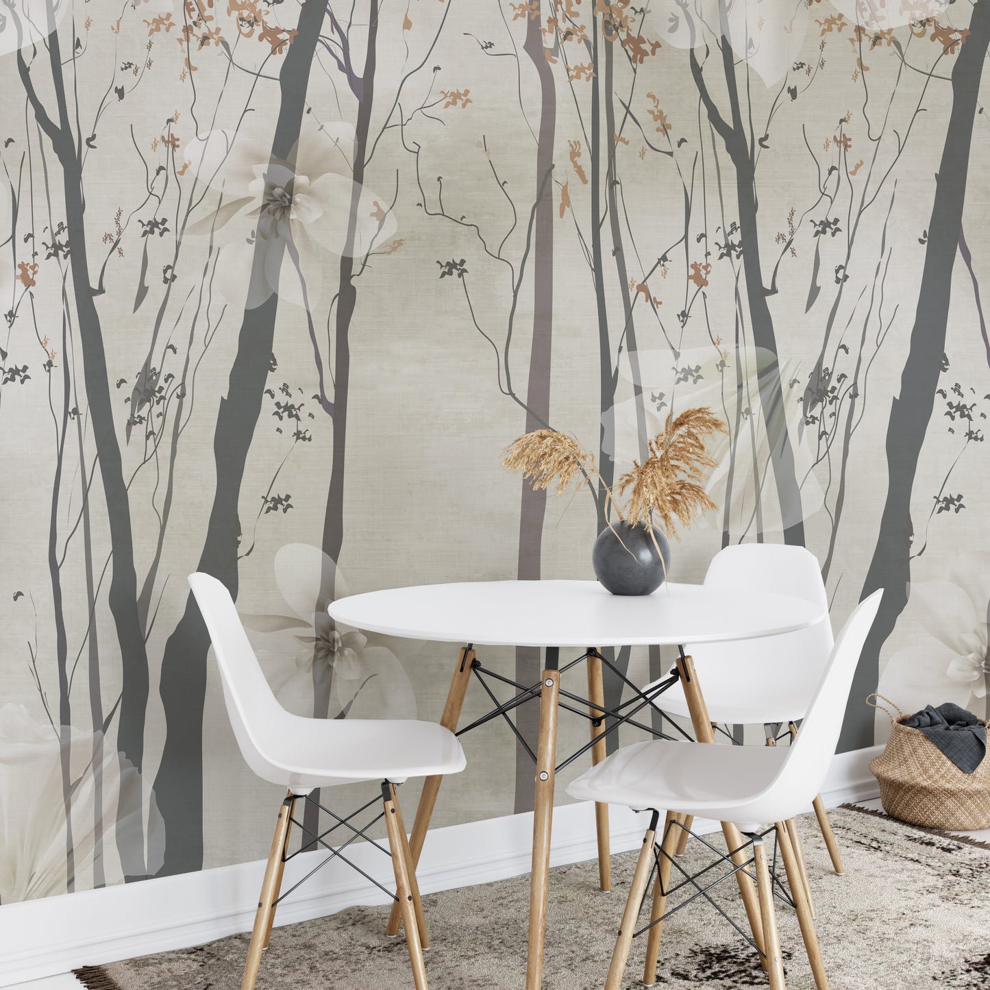 Serene Beige Woods Wallpaper Mural - Giffywalls