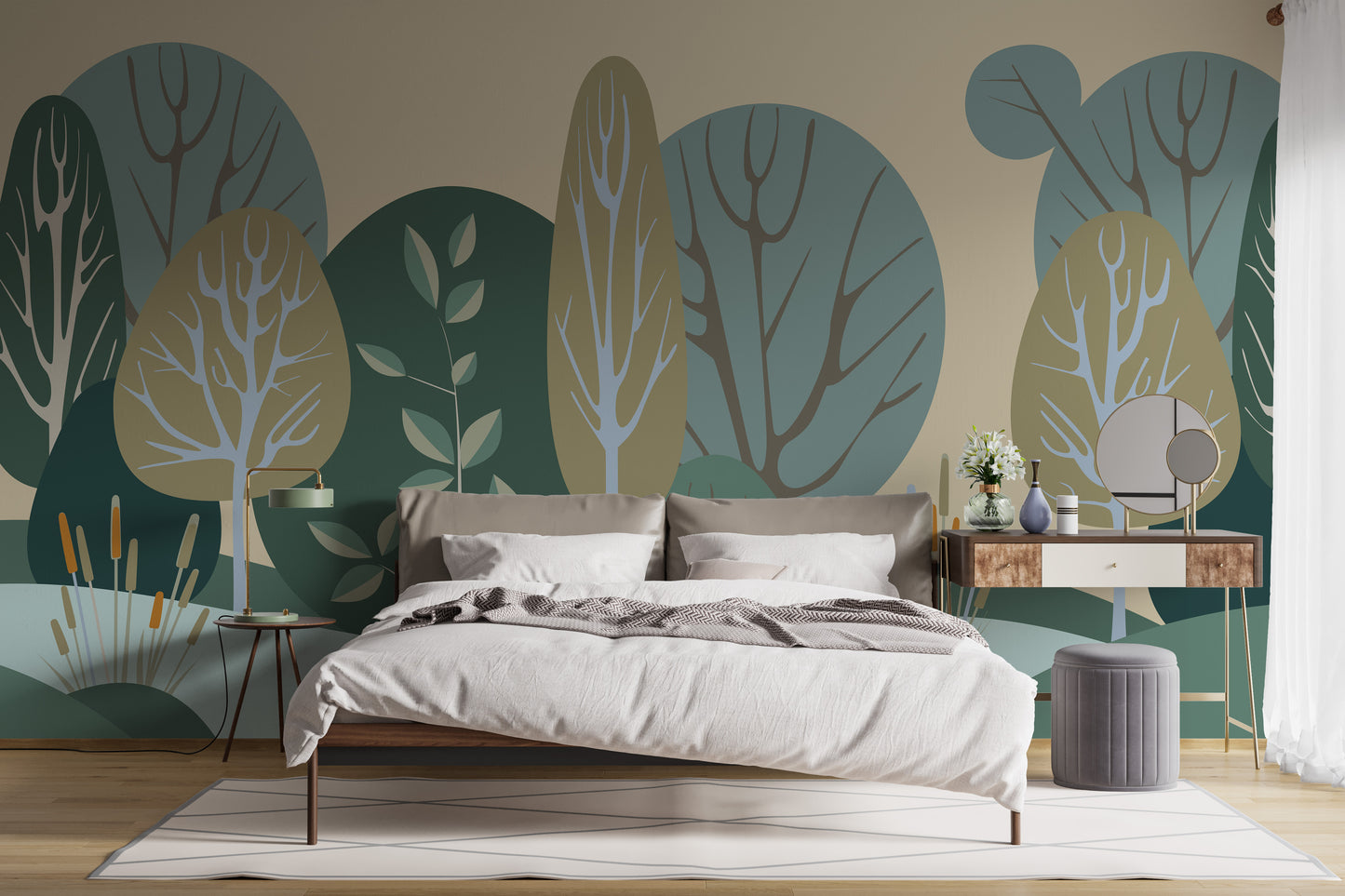 Serene tree wallpaper with abstract charm
