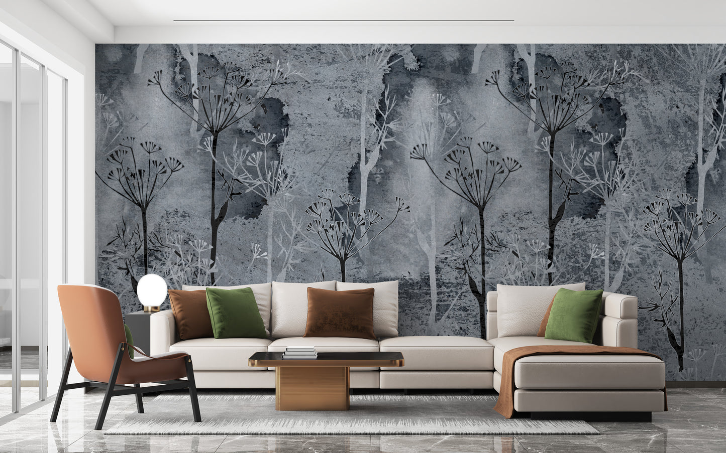 Grey Grunge Tropicano Tree Wallpaper