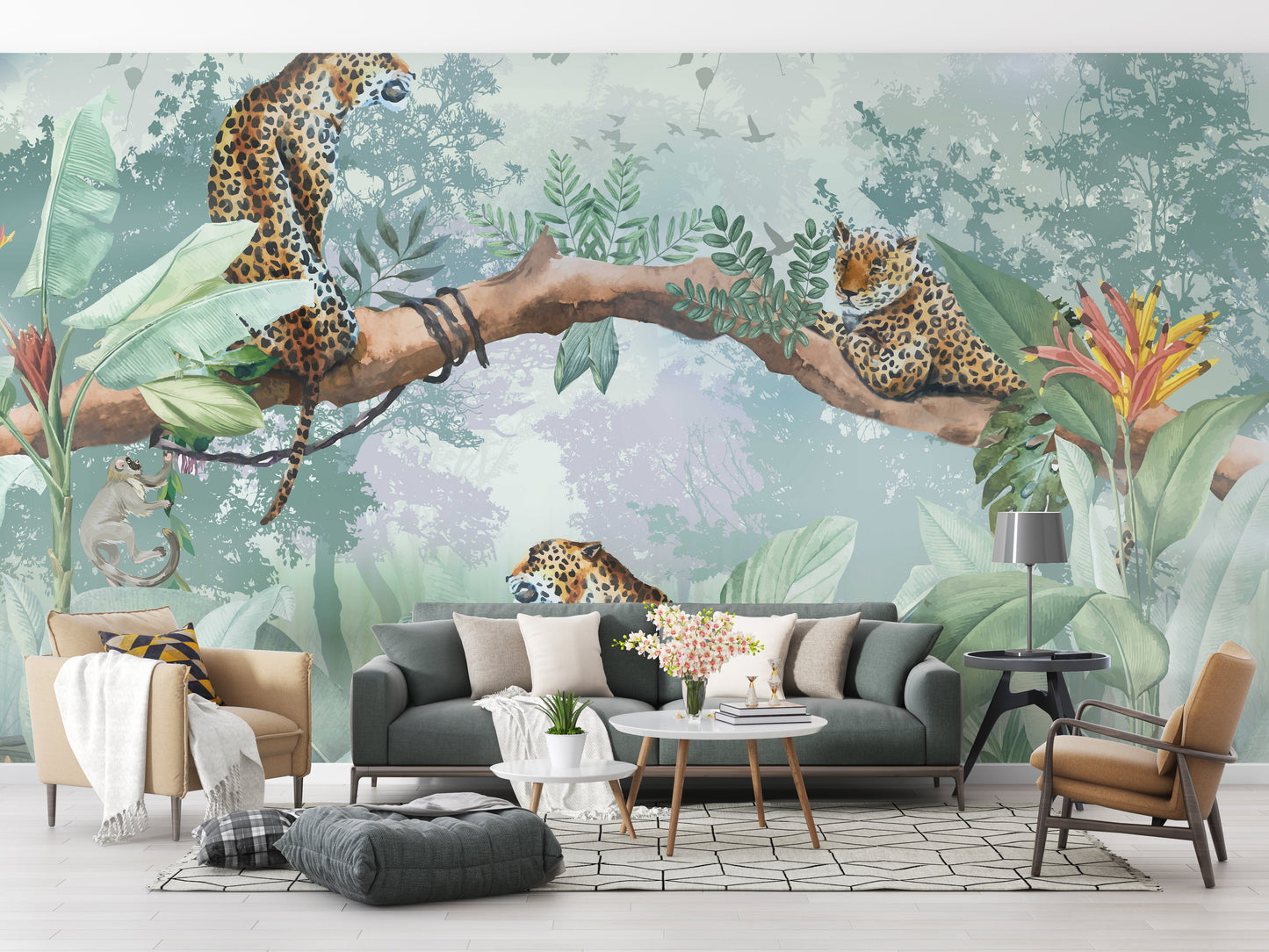 Leopard on the Trees Wallpaper Mural