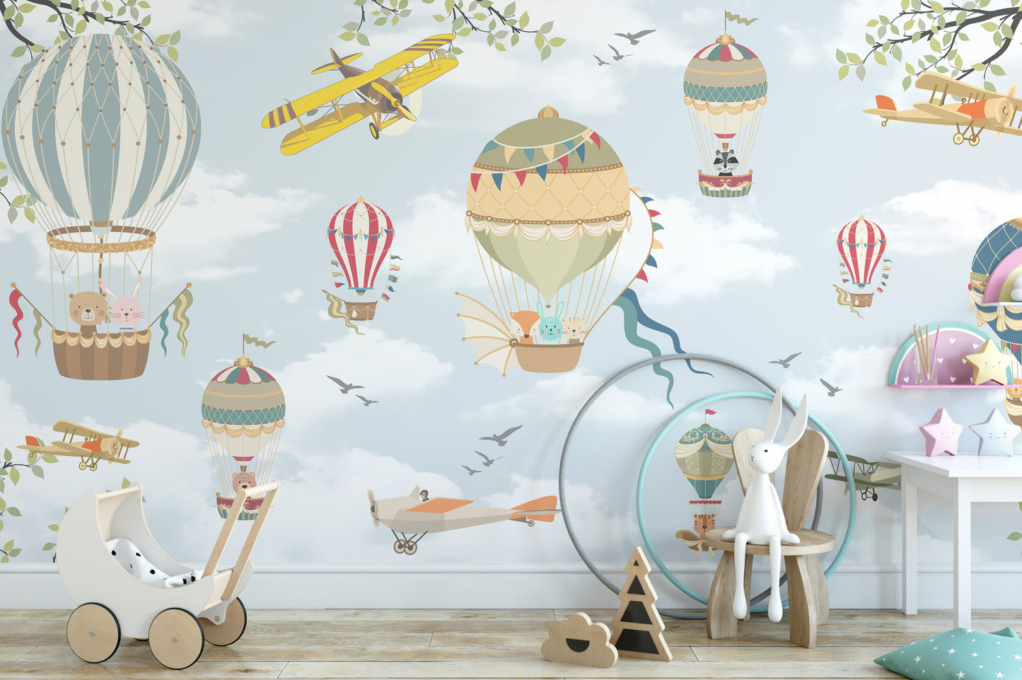 Floating Balloons Kids Wallpaper Mural