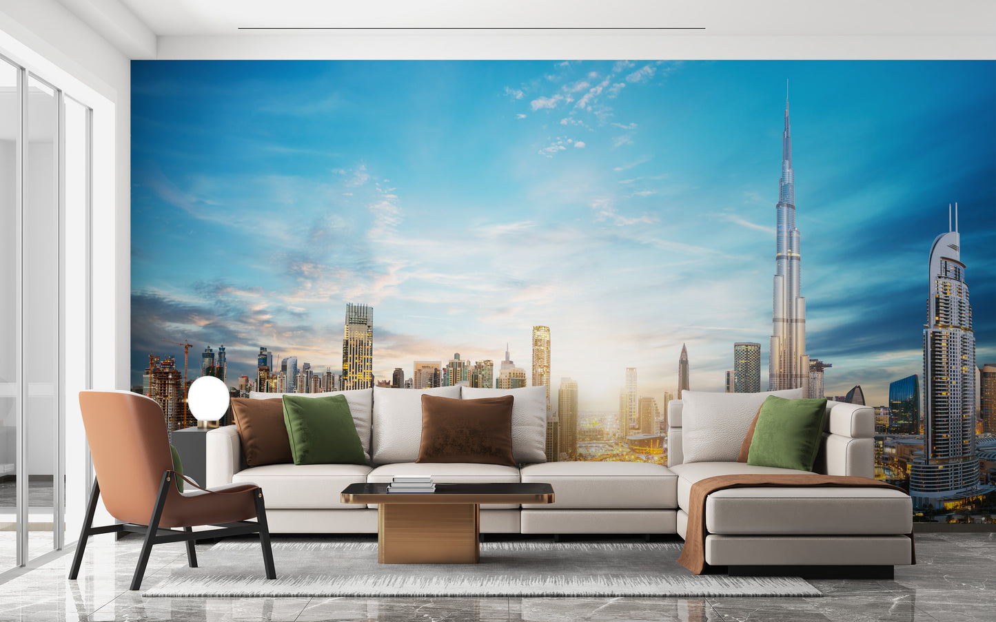 Dubai Skyline Panoramic Wallpaper Mural - Giffywalls