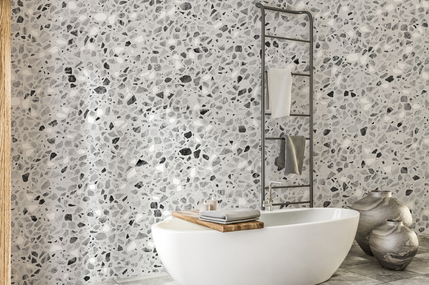 Gray Terrazzo Stone Pattern Wallpaper - Giffywalls