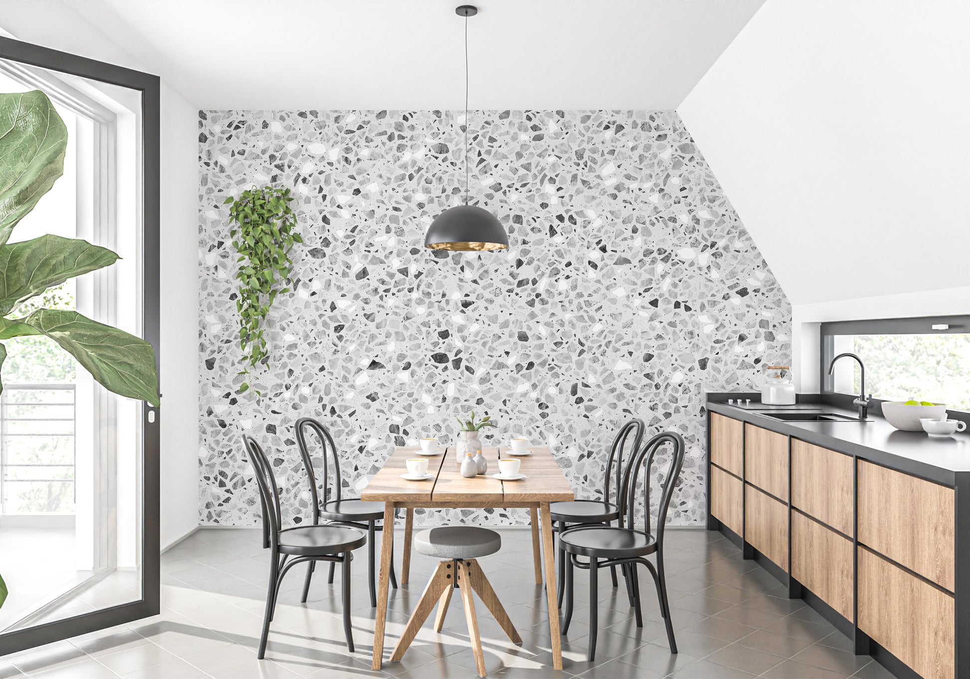 Gray Terrazzo Stone Pattern Wallpaper - Giffywalls