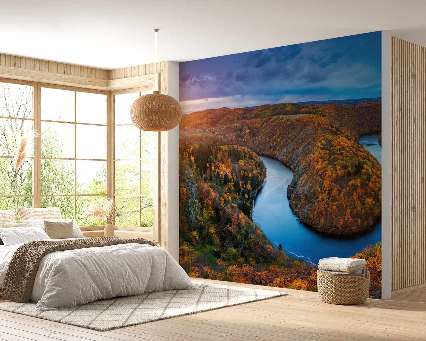 Vltava River Autumn Forest Wallpaper Mural