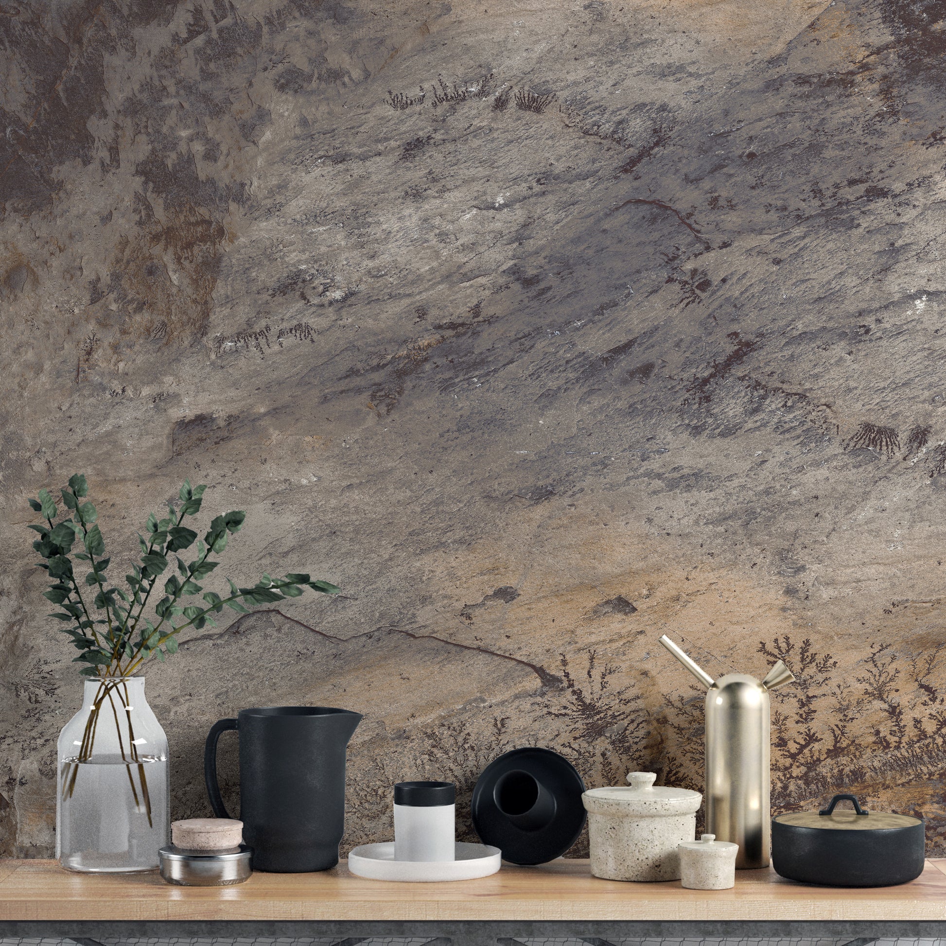 Matured stone texture wallpaper mural design