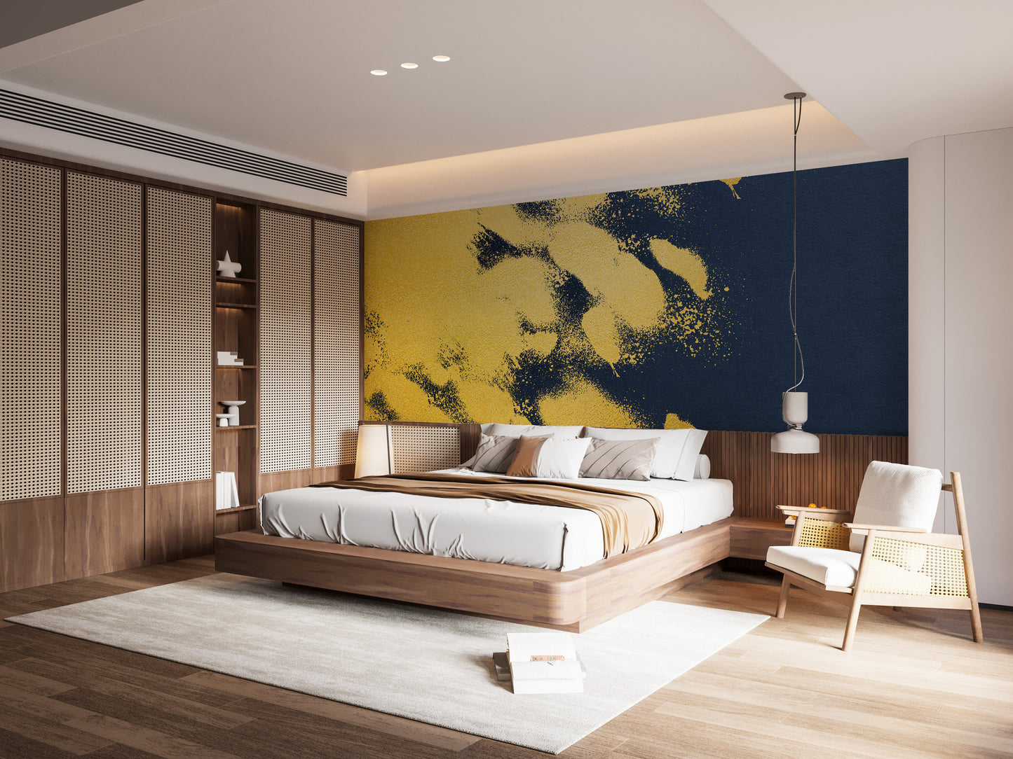 Golden Colour Brush Strokes Wallpaper Mural