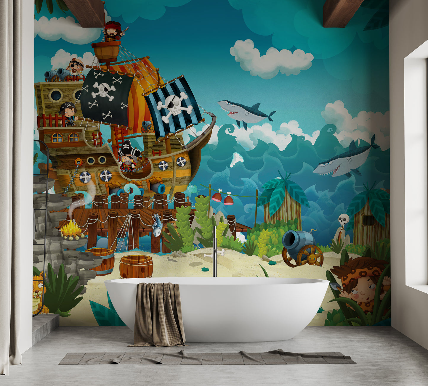 Pirates On The Sea Kids Wallpaper Mural