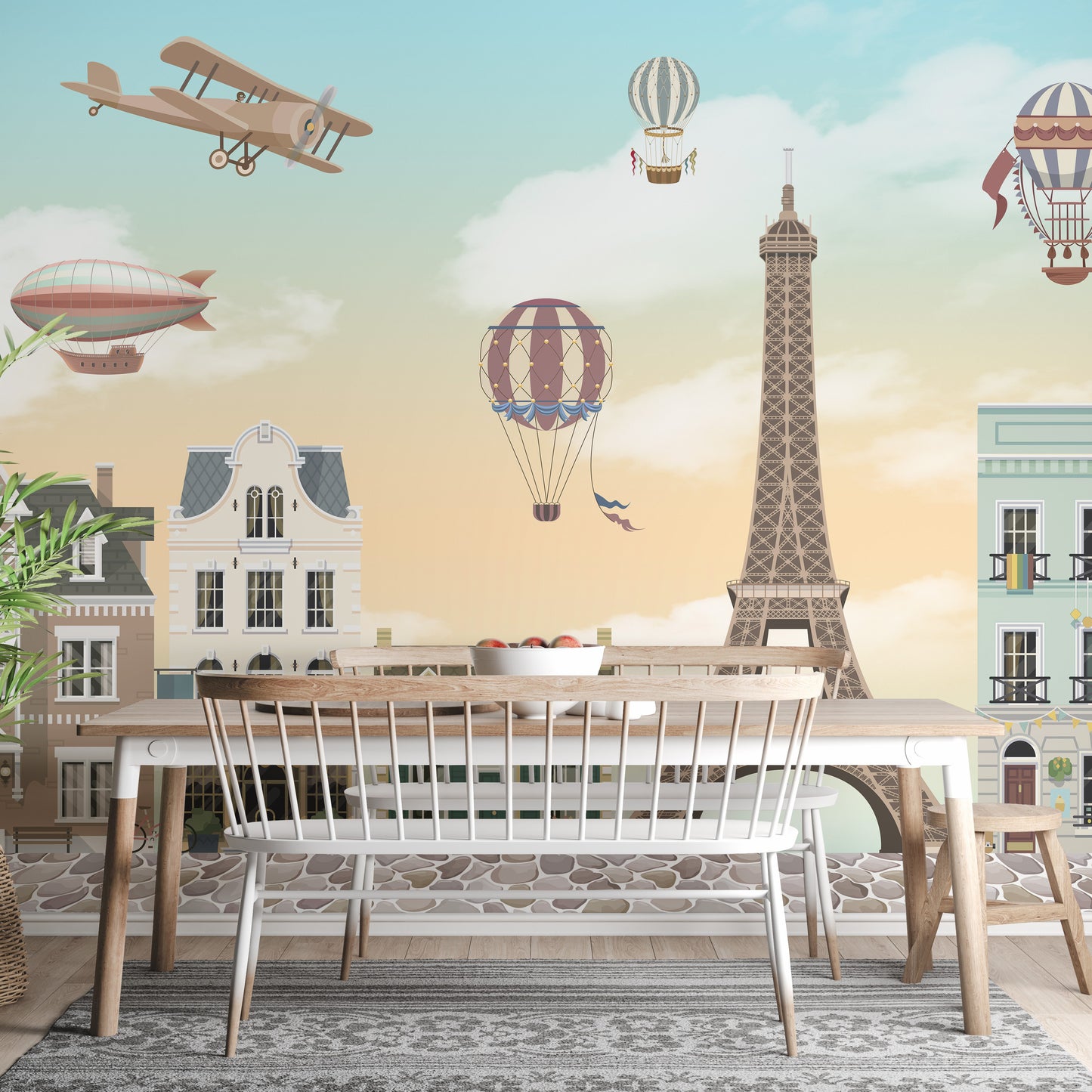 Children Room Eiffel Tower City Wallpaper Mural