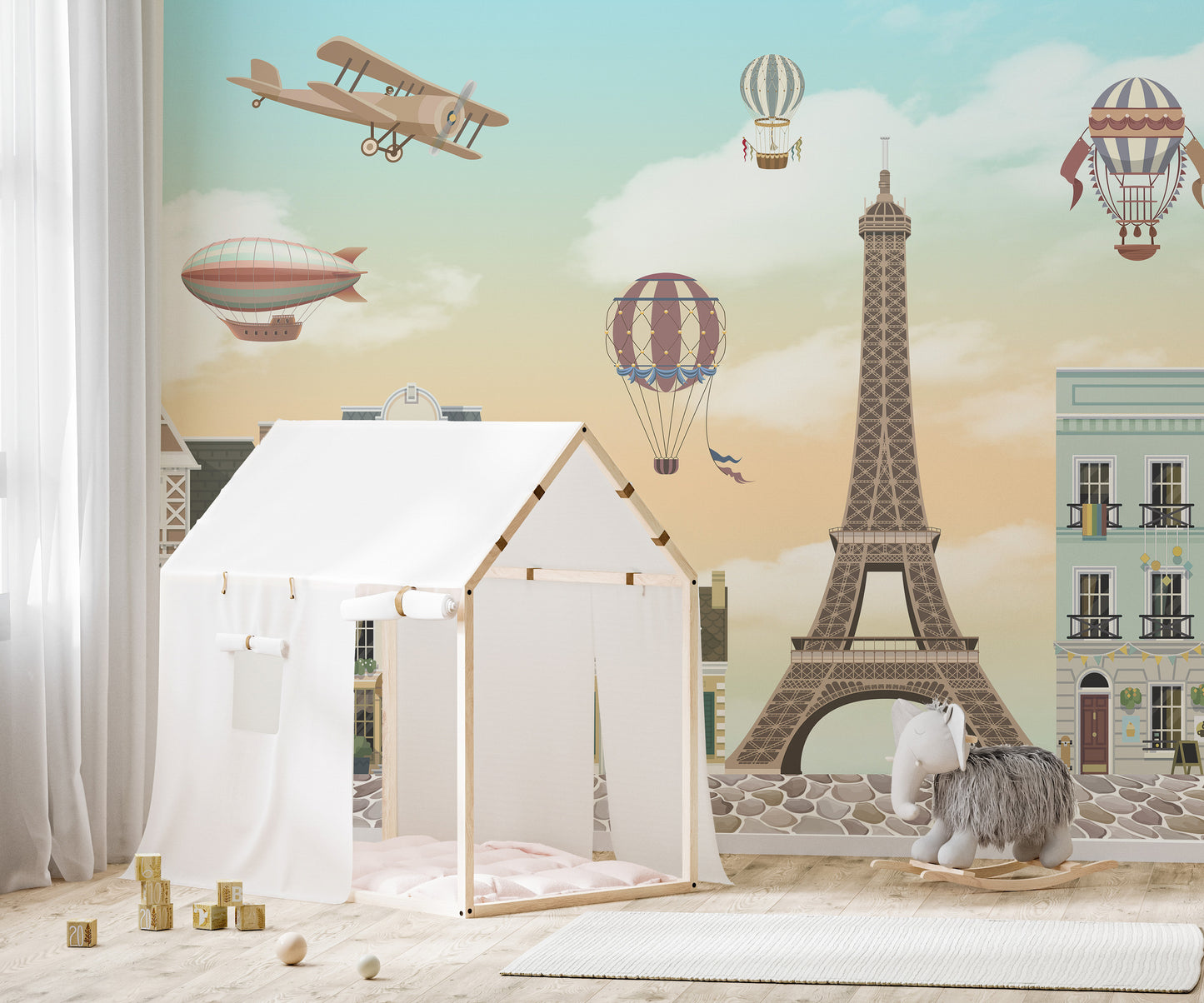 Children Room Eiffel Tower City Wallpaper Mural