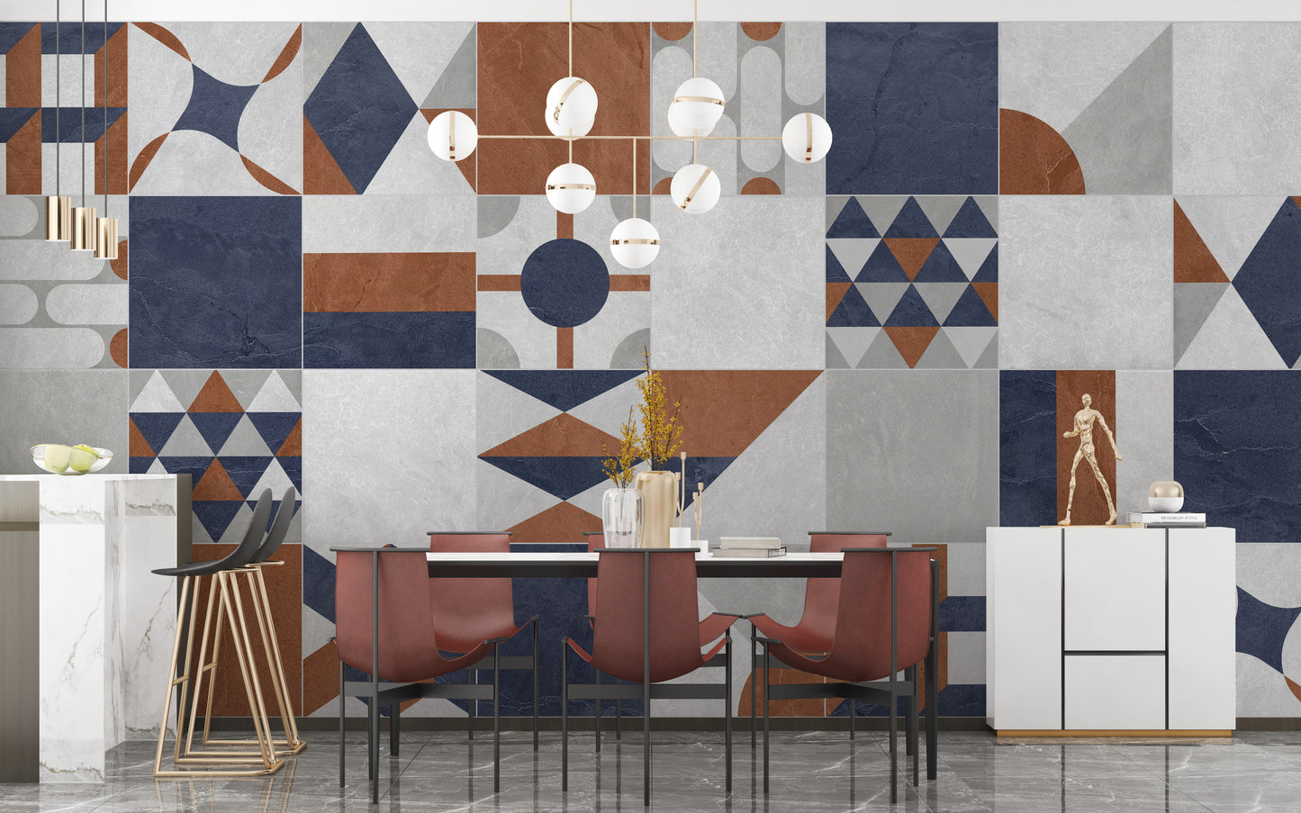 Multicolor Art Deco Terrazzo Wallpaper Mural