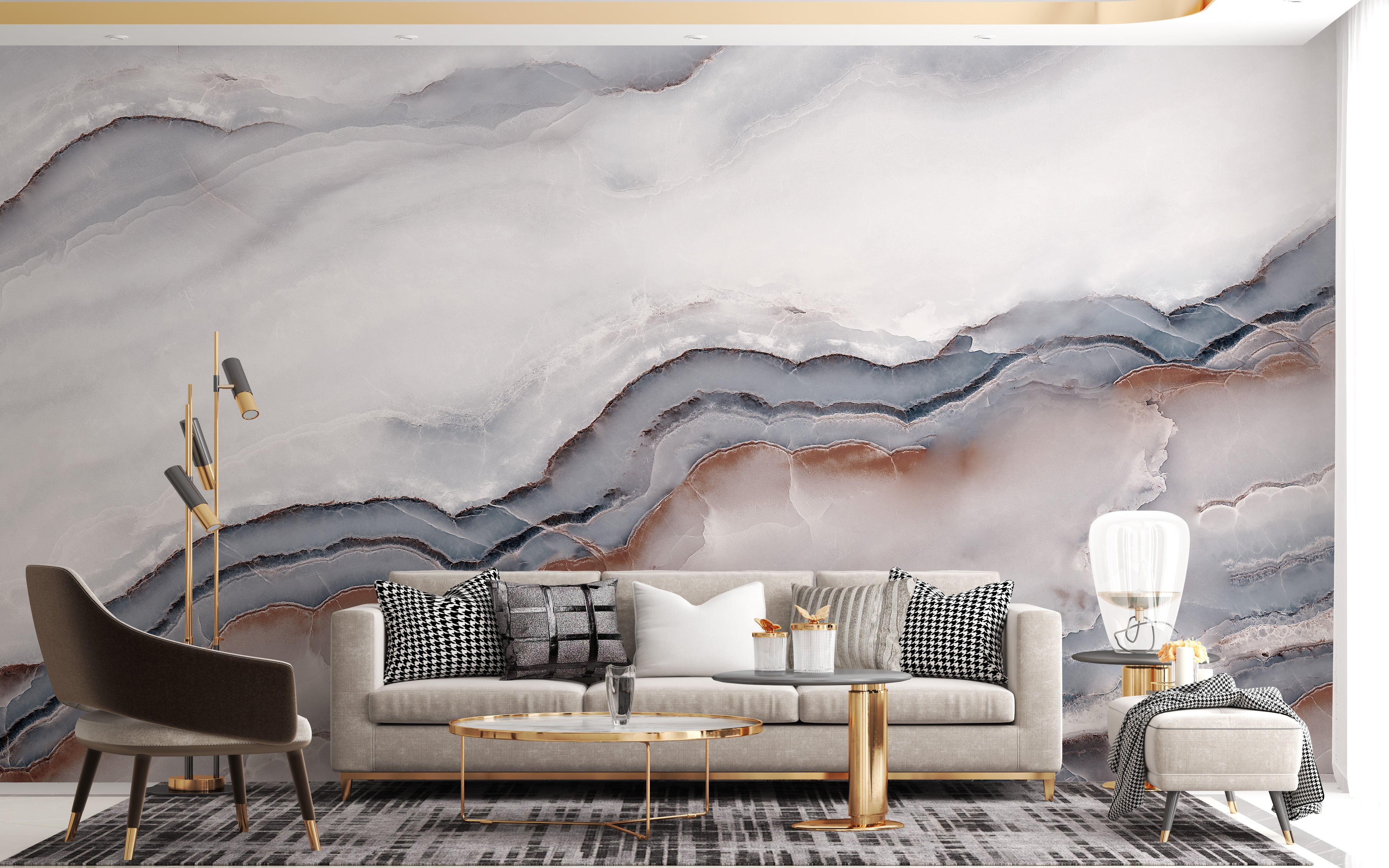 White clouded marble wallpaper mural for walls