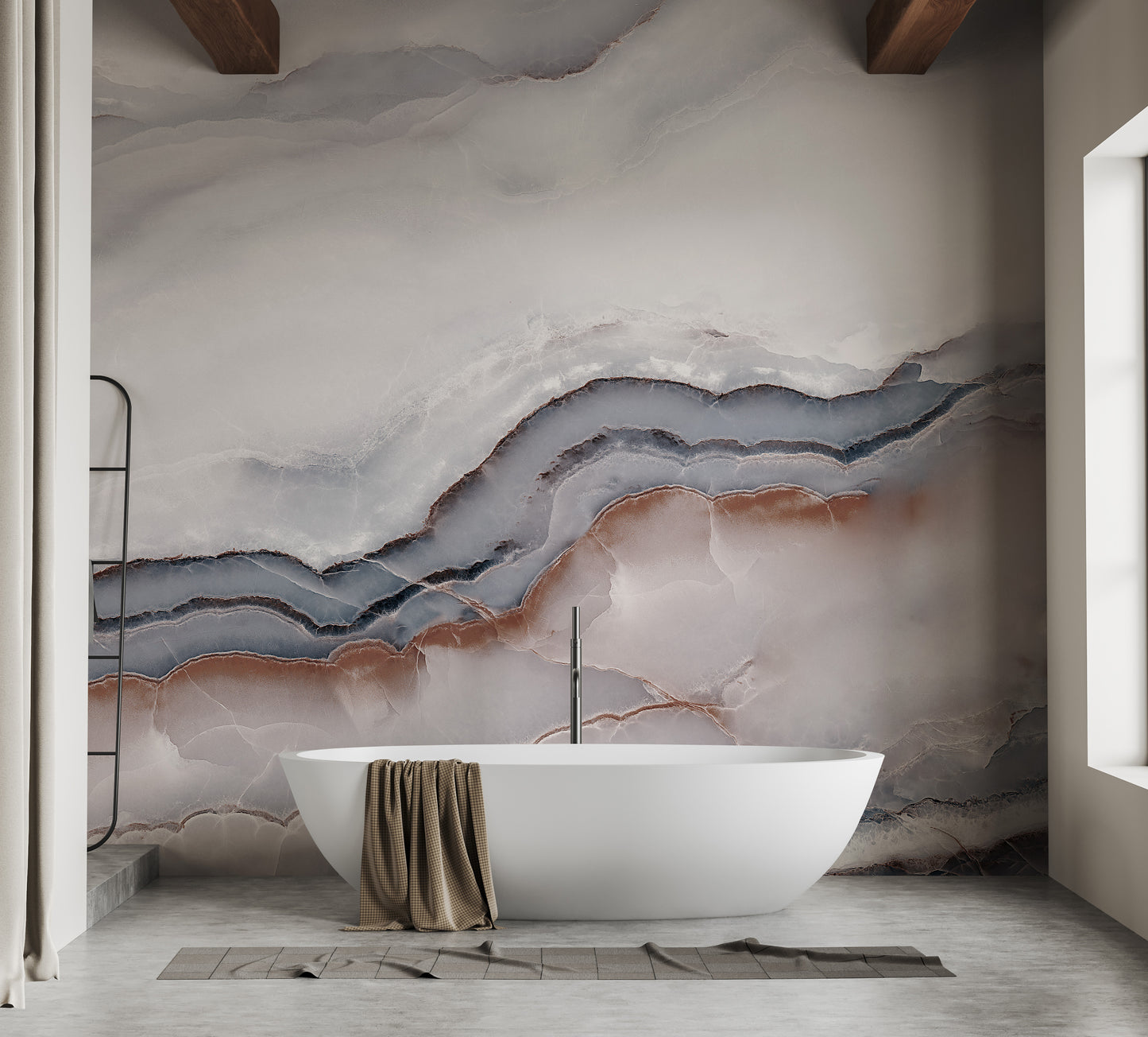 Striking White Clouded Marble Wallpaper Mural