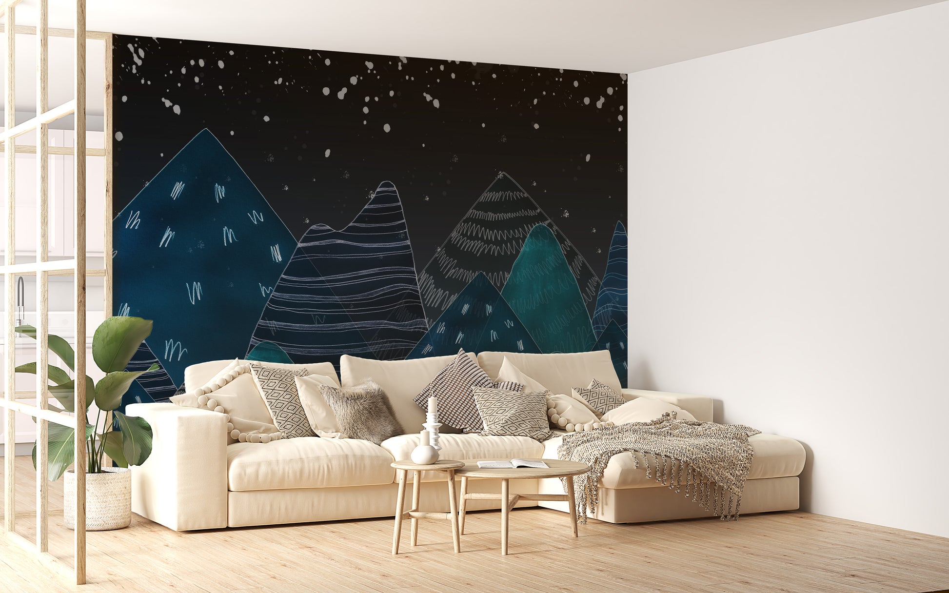 Lofty hills landscape mural for kids' rooms