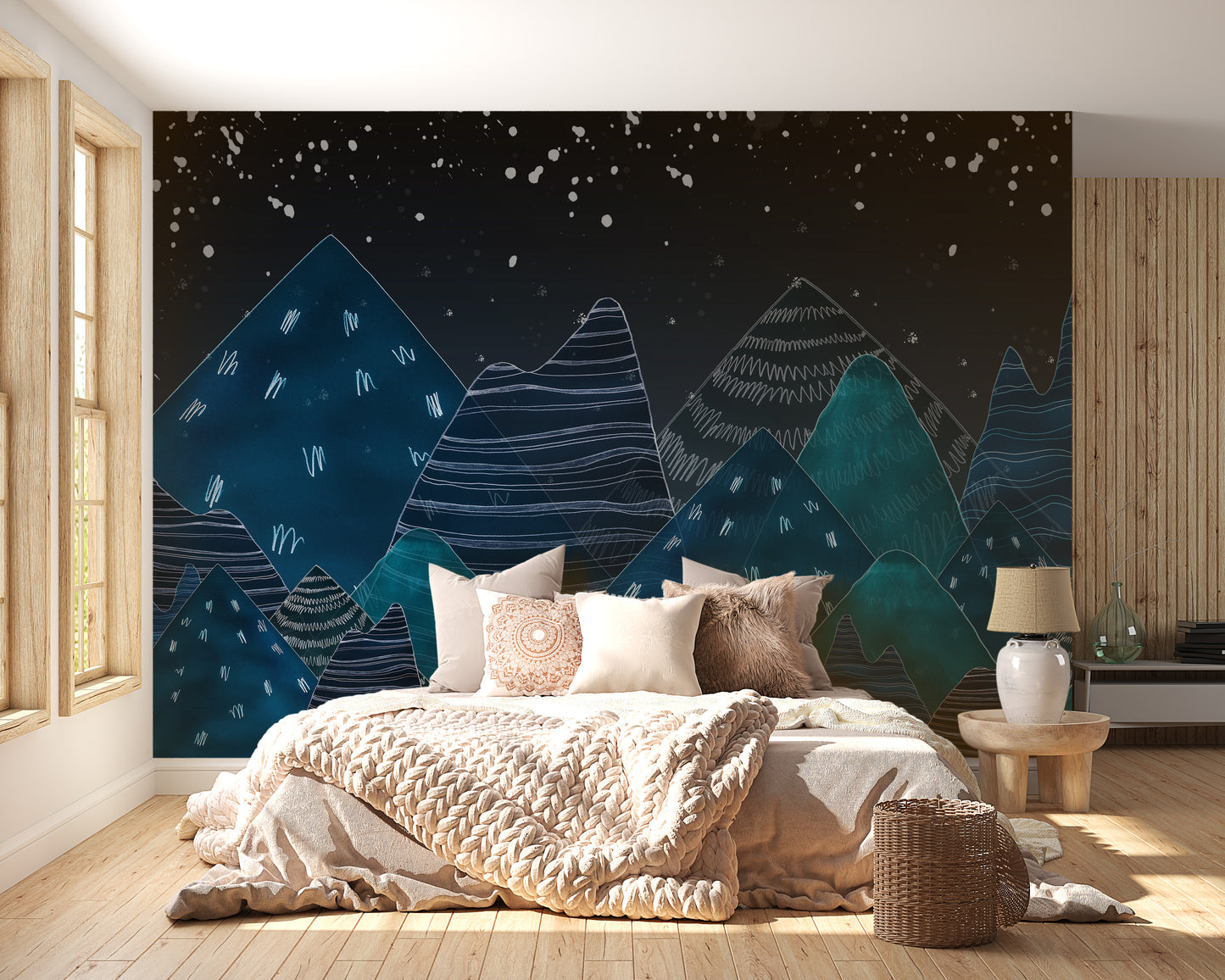 Deep Night Lofty Hills Landscape Kids Wall Mural