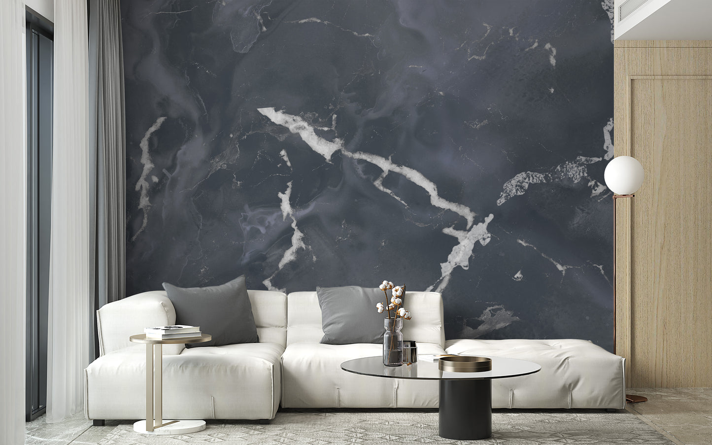 Midnight Gray Terrazzo Marble Effect Wallpaper Mural