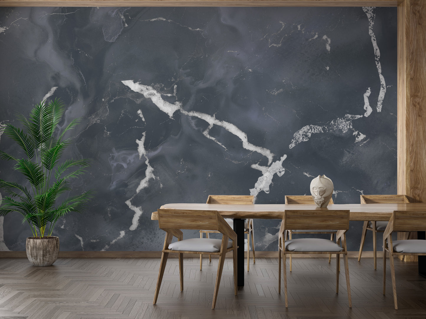 Midnight Gray Terrazzo Marble Effect Wallpaper Mural