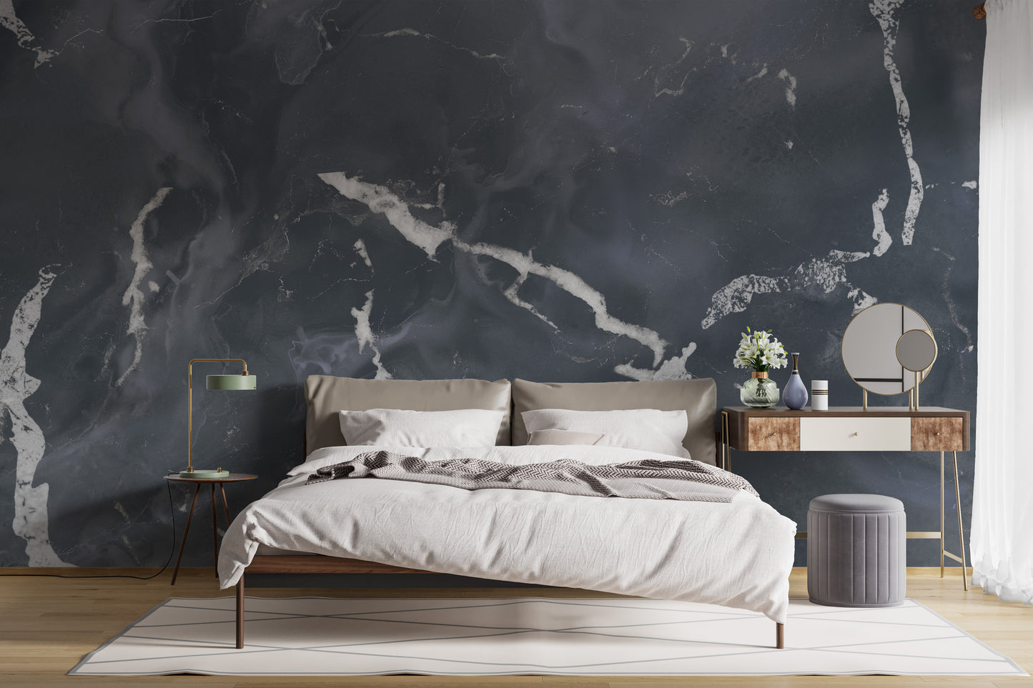 Midnight Gray Terrazzo Marble Effect Wallpaper Mural