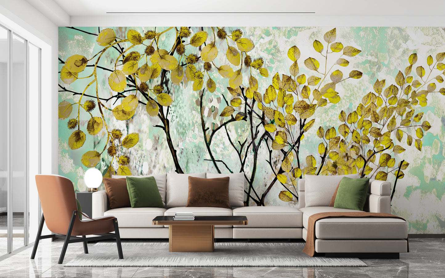 Yellow Oil Painting Canvas Effect Flower Wall Mural