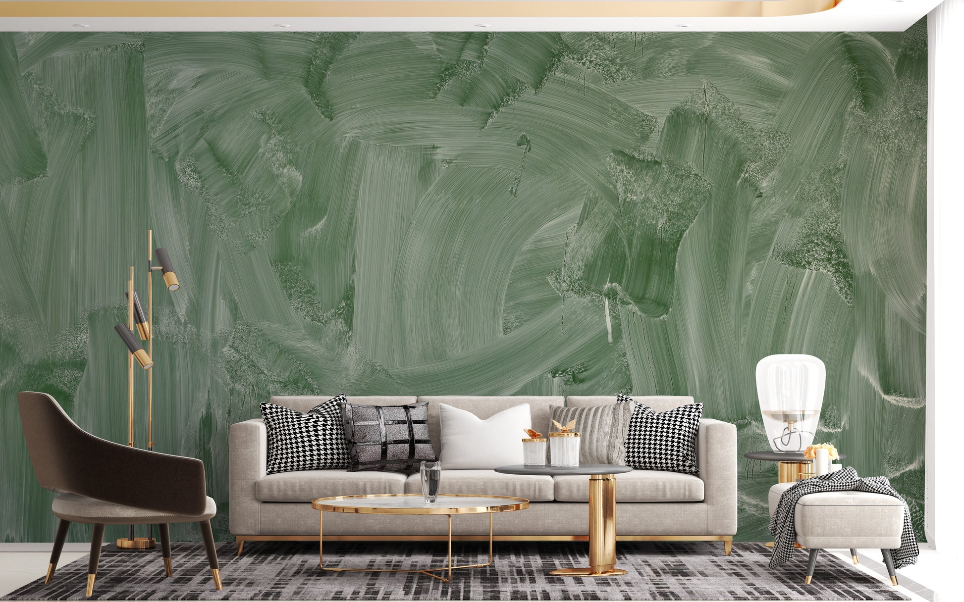 Green board wallpaper mural with artistic smudge