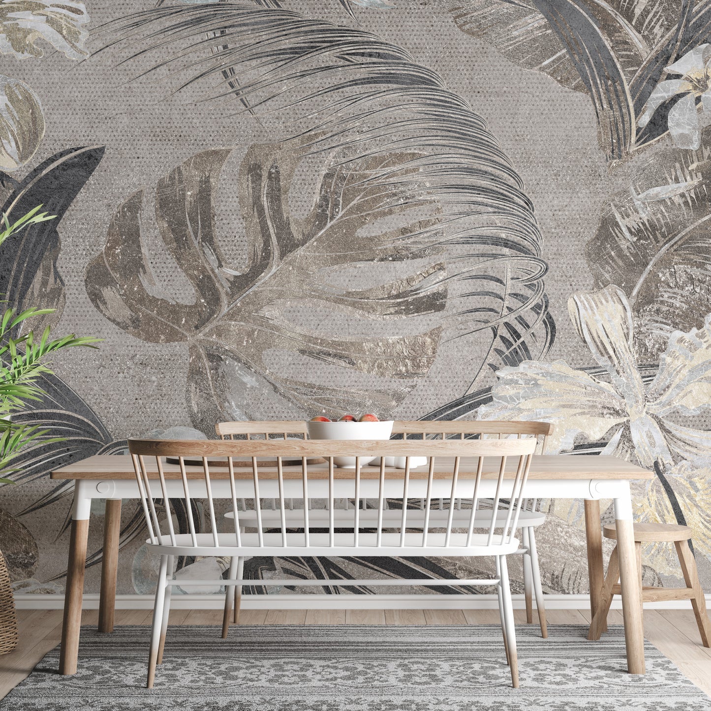 Flower and leaves Wallpaper Mural