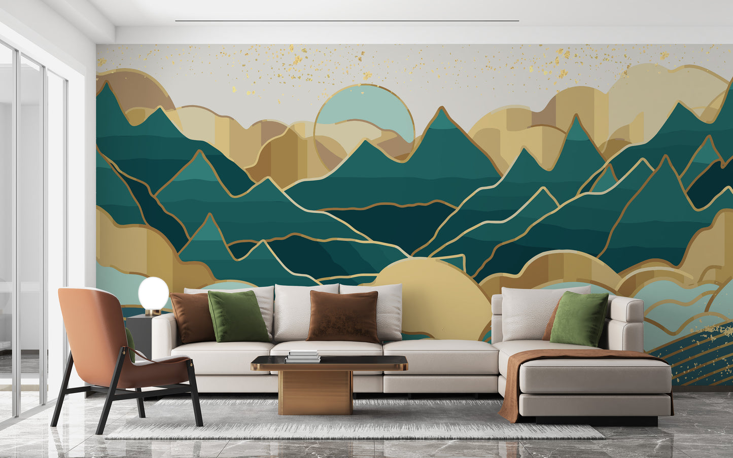 Golden Green Handmade Mount 3D Wallpaper Mural