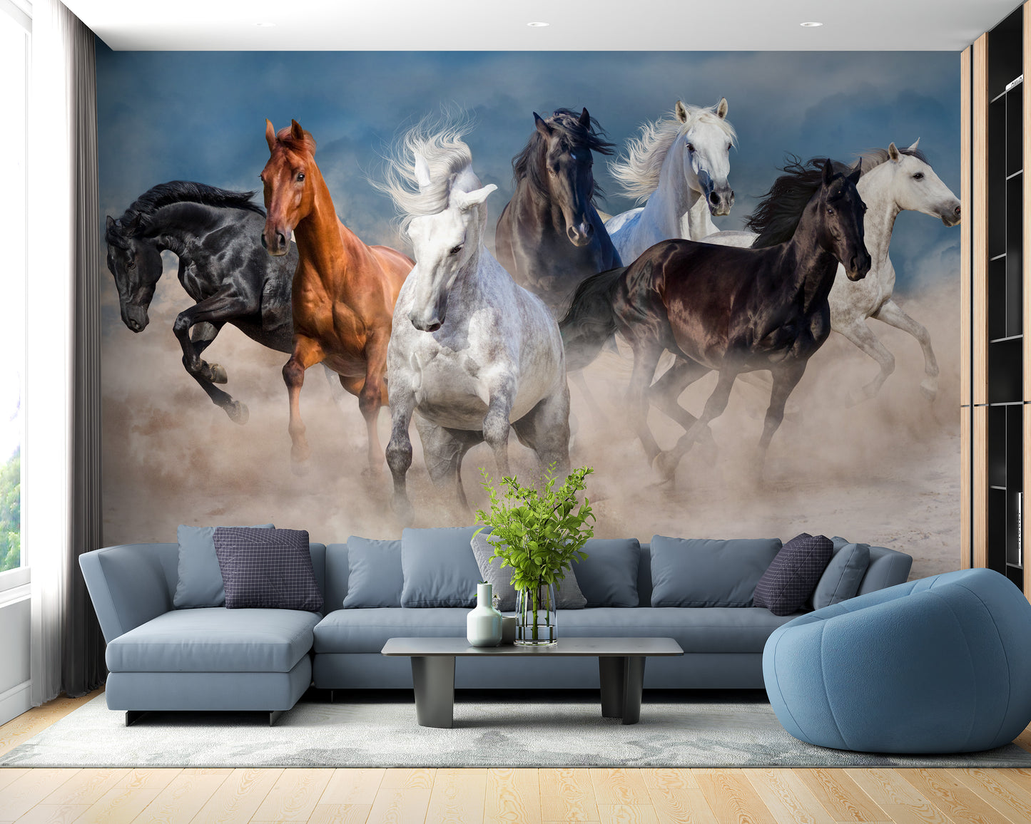 Stormy Running Horse Desert Wallpaper Mural