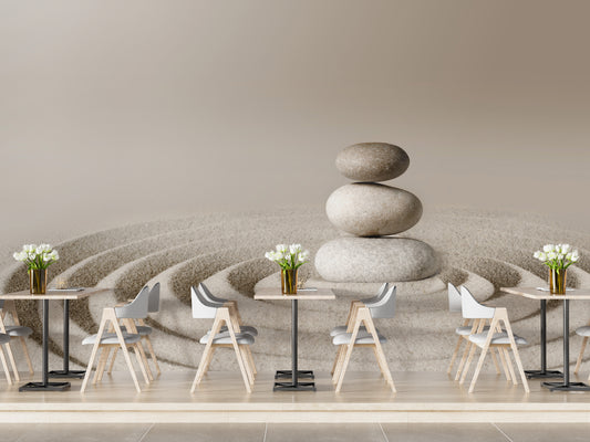 Tranquil zen spa stone wallpaper mural
