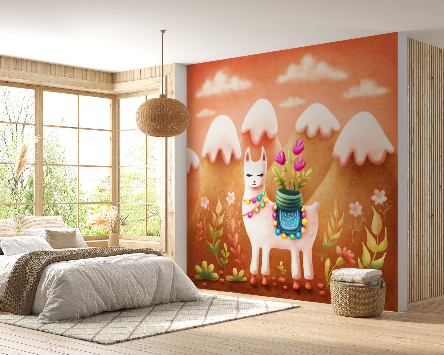 Wander Lama Dusty Mountains Wallpaper Mural