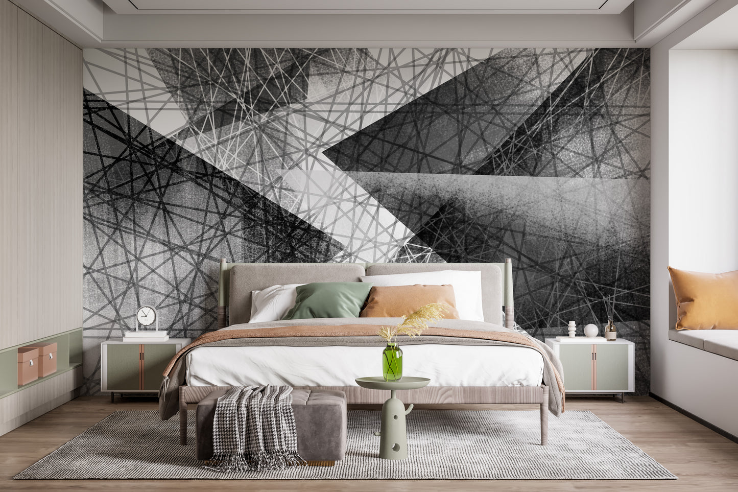 Black & White Monochrome Geometric Art Wallpaper - Giffywalls