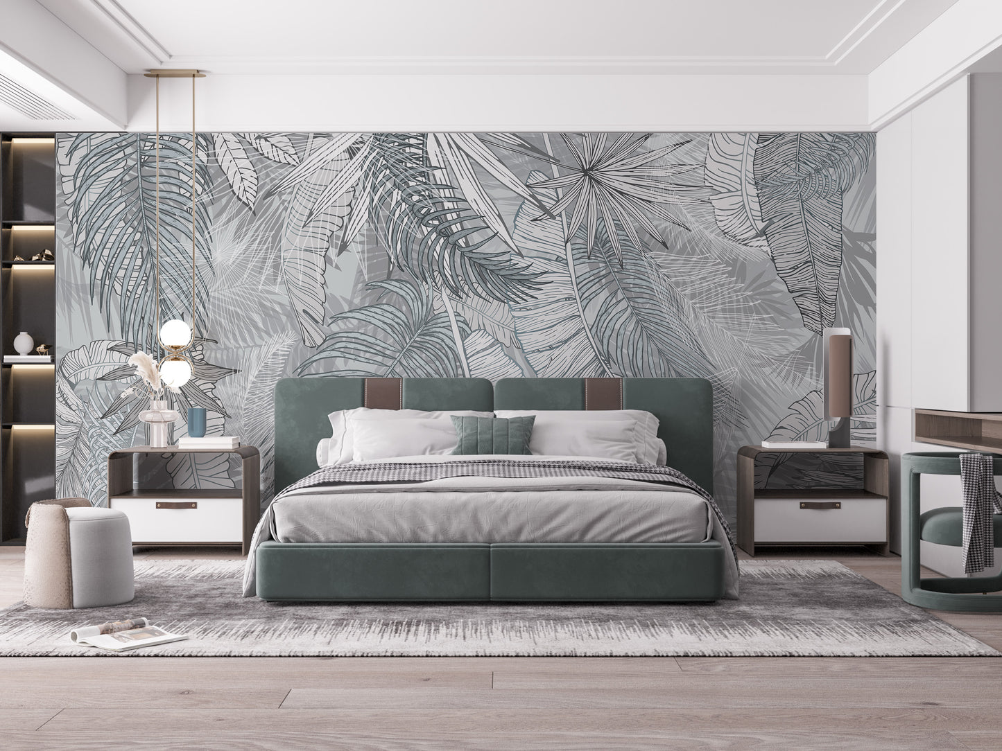 Artistic charcoal leaf wallpaper for walls
