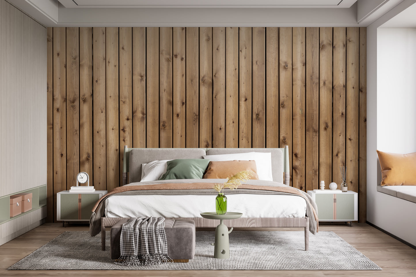 Brown Natural Wooden Striped Wallpaper Mural