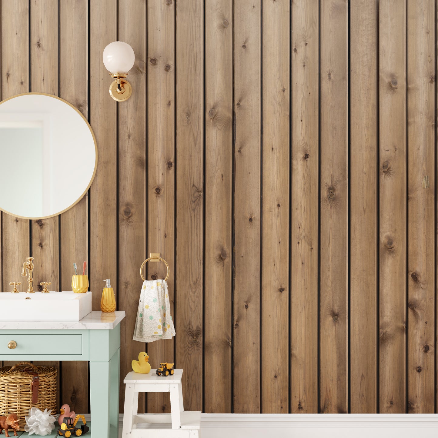 Brown Natural Wooden Striped Wallpaper Mural