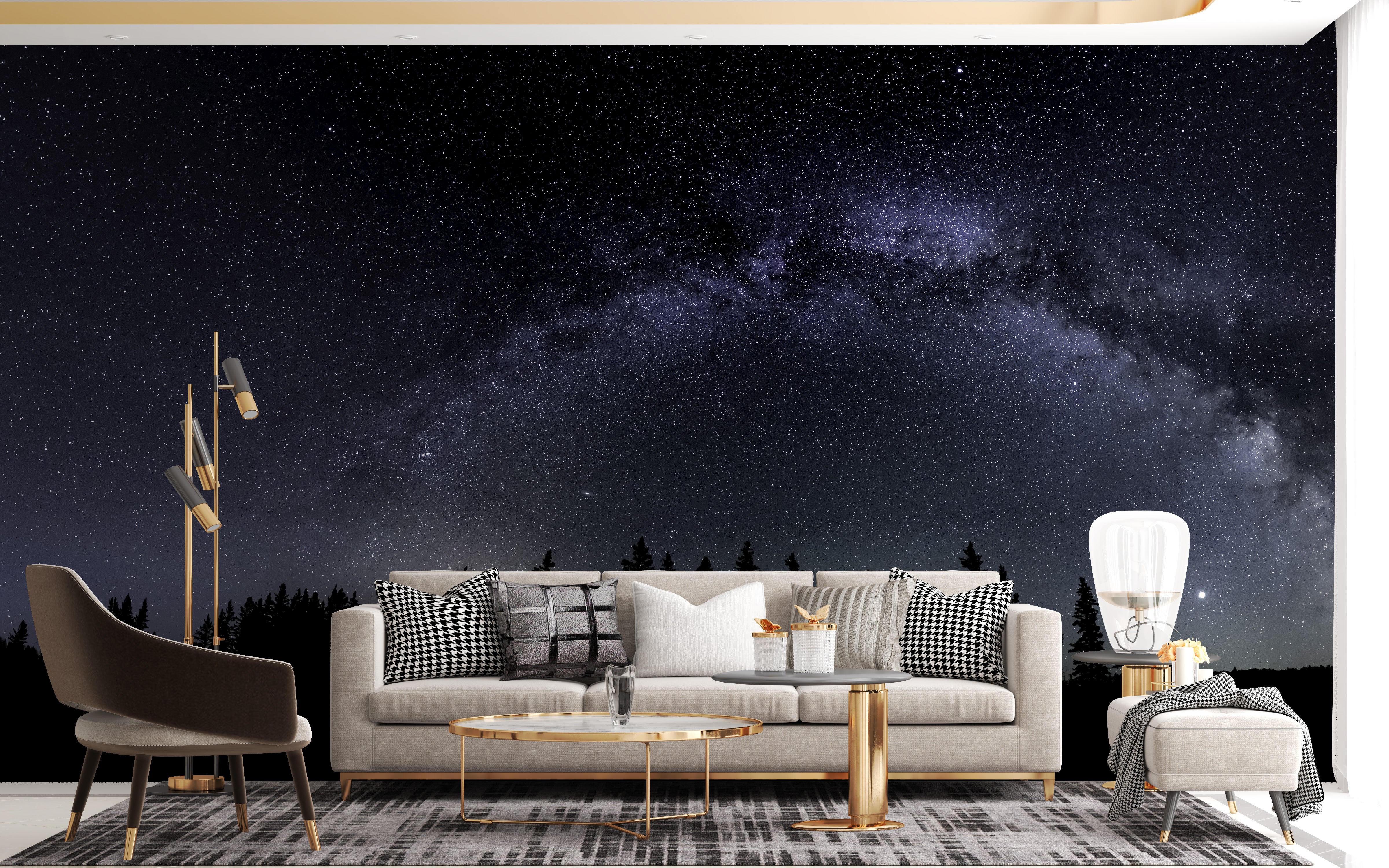 Milky Way Starry Night Wallpaper Mural - Giffywalls