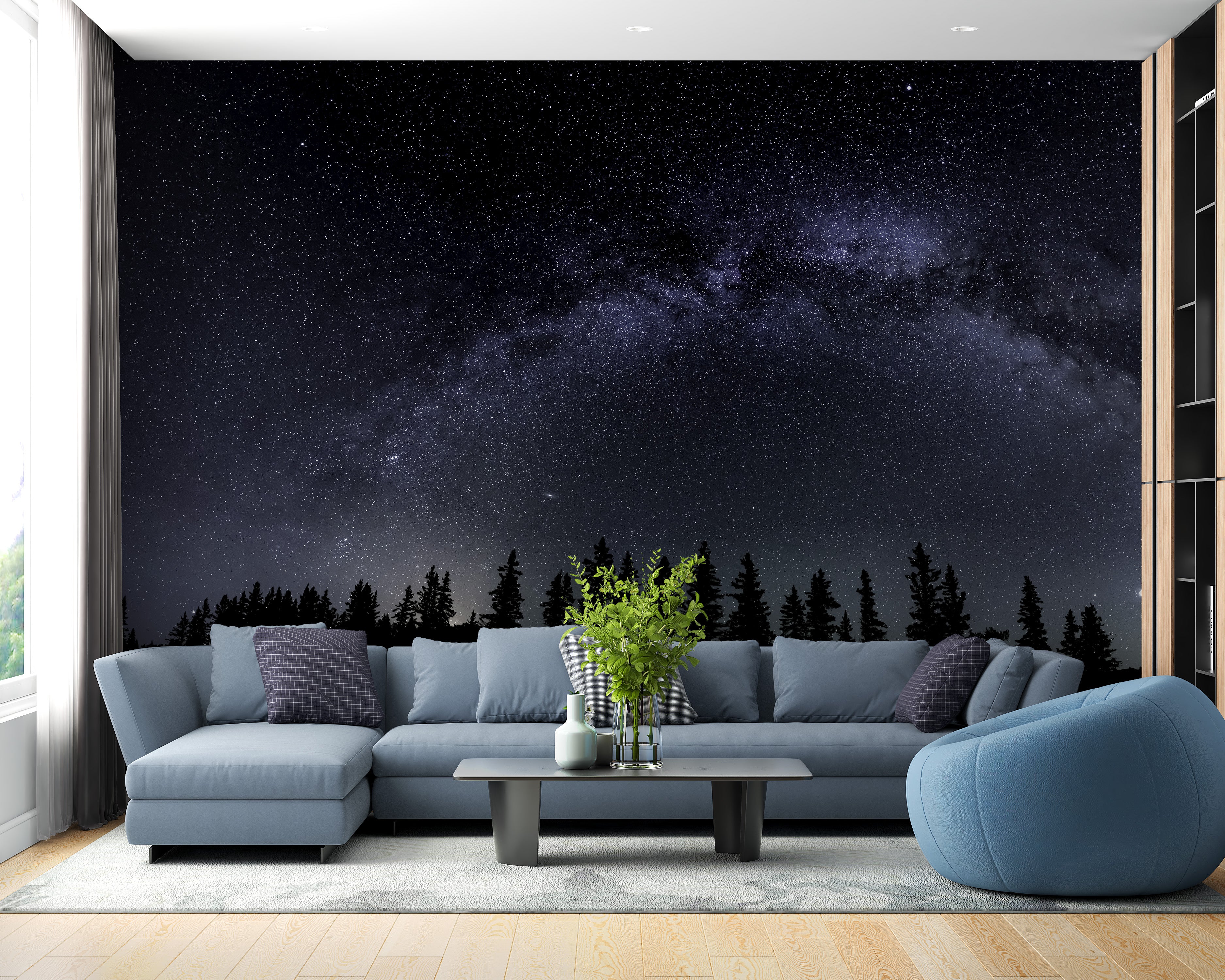 Milky Way Starry Night Wallpaper Mural - Giffywalls