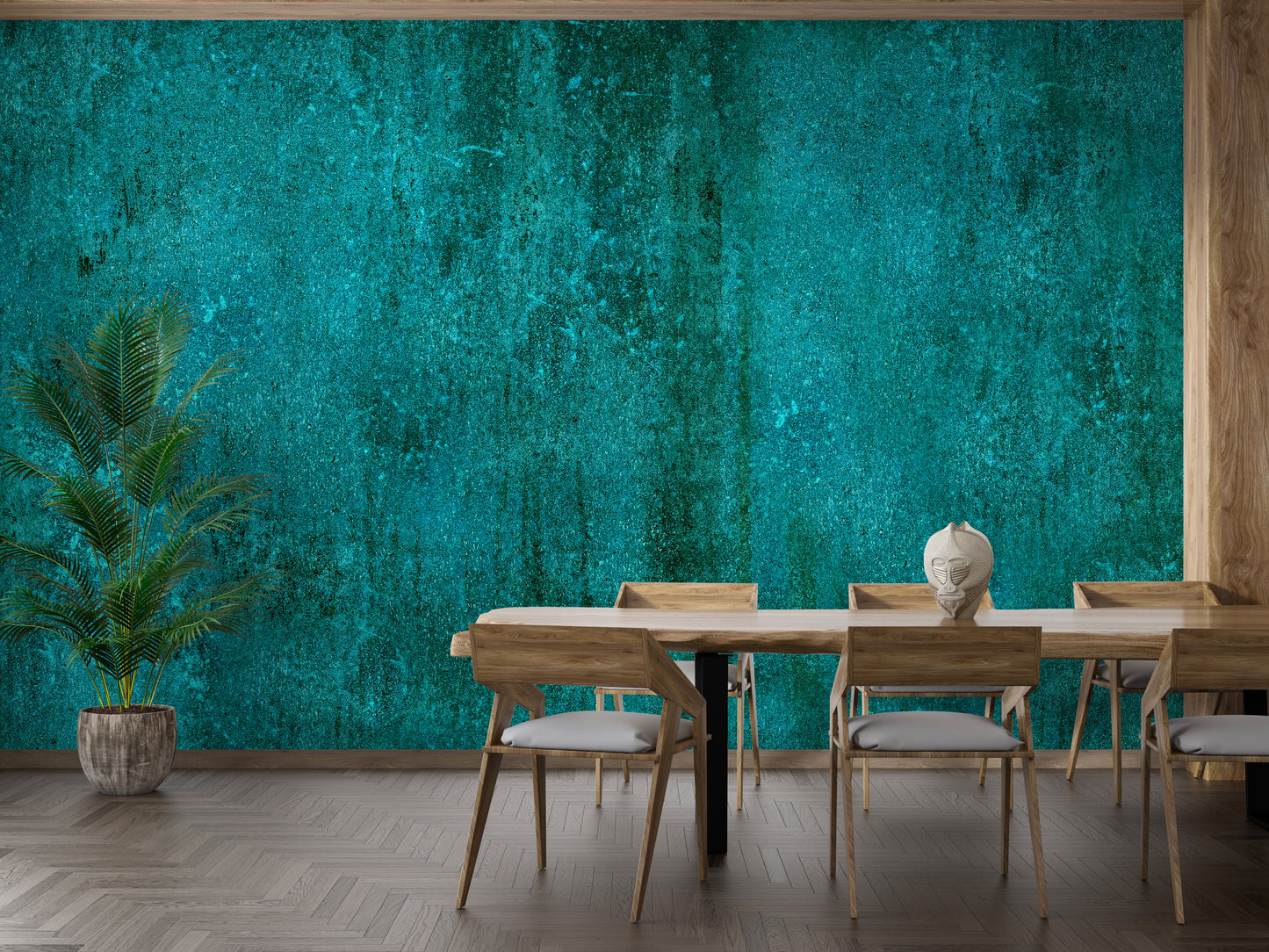 Turquoise Rustic Concrete Texture Wallpaper Mural