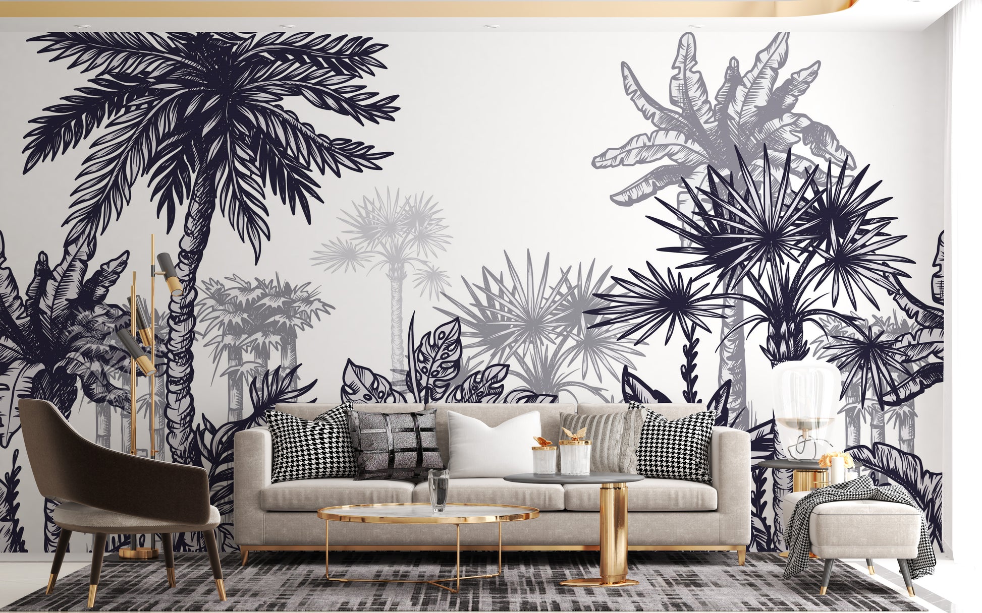 Bold tropical tree wall art for interiors
