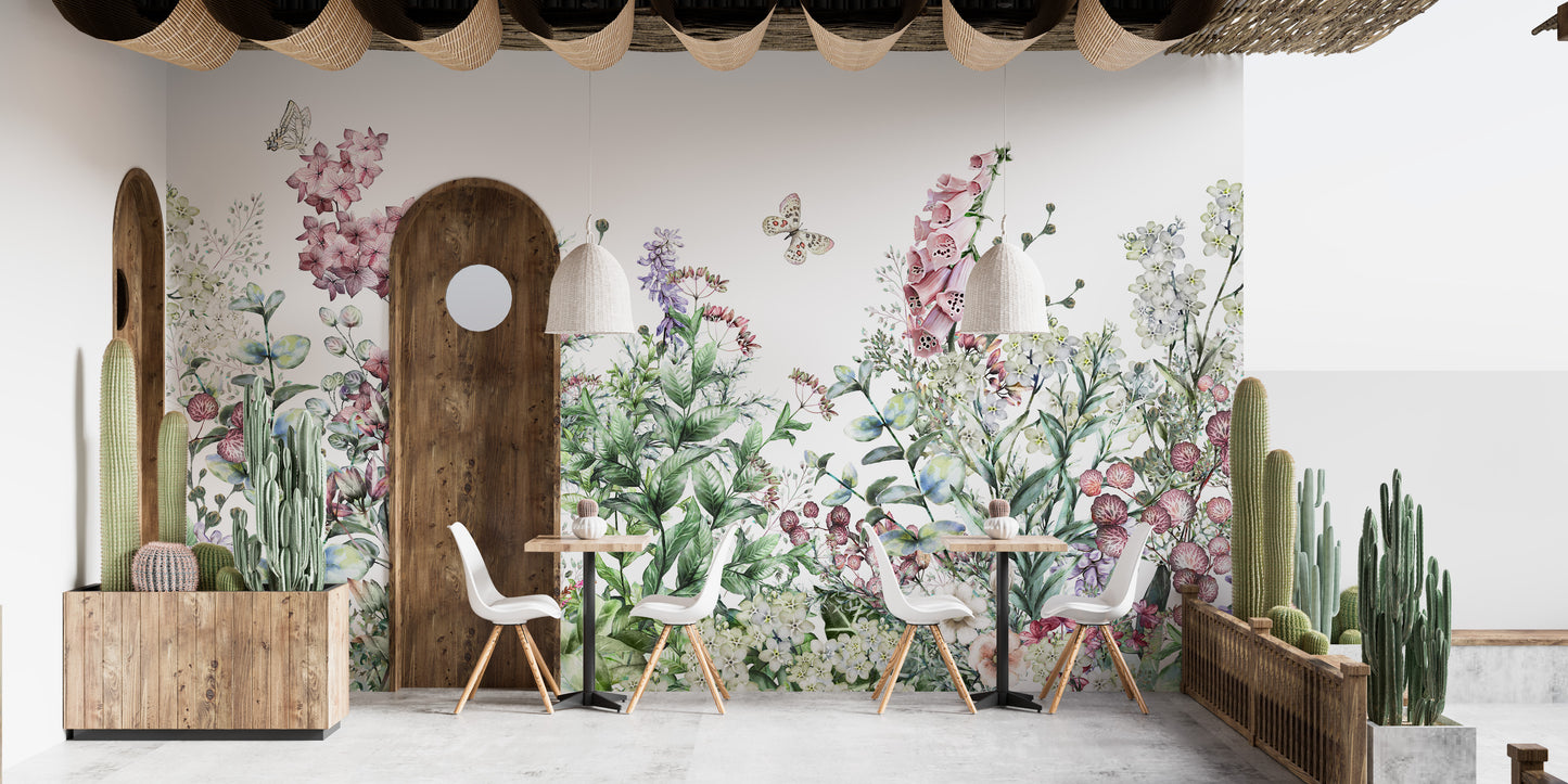 Botanical Wild Flowers & Herbs Wallpaper Mural