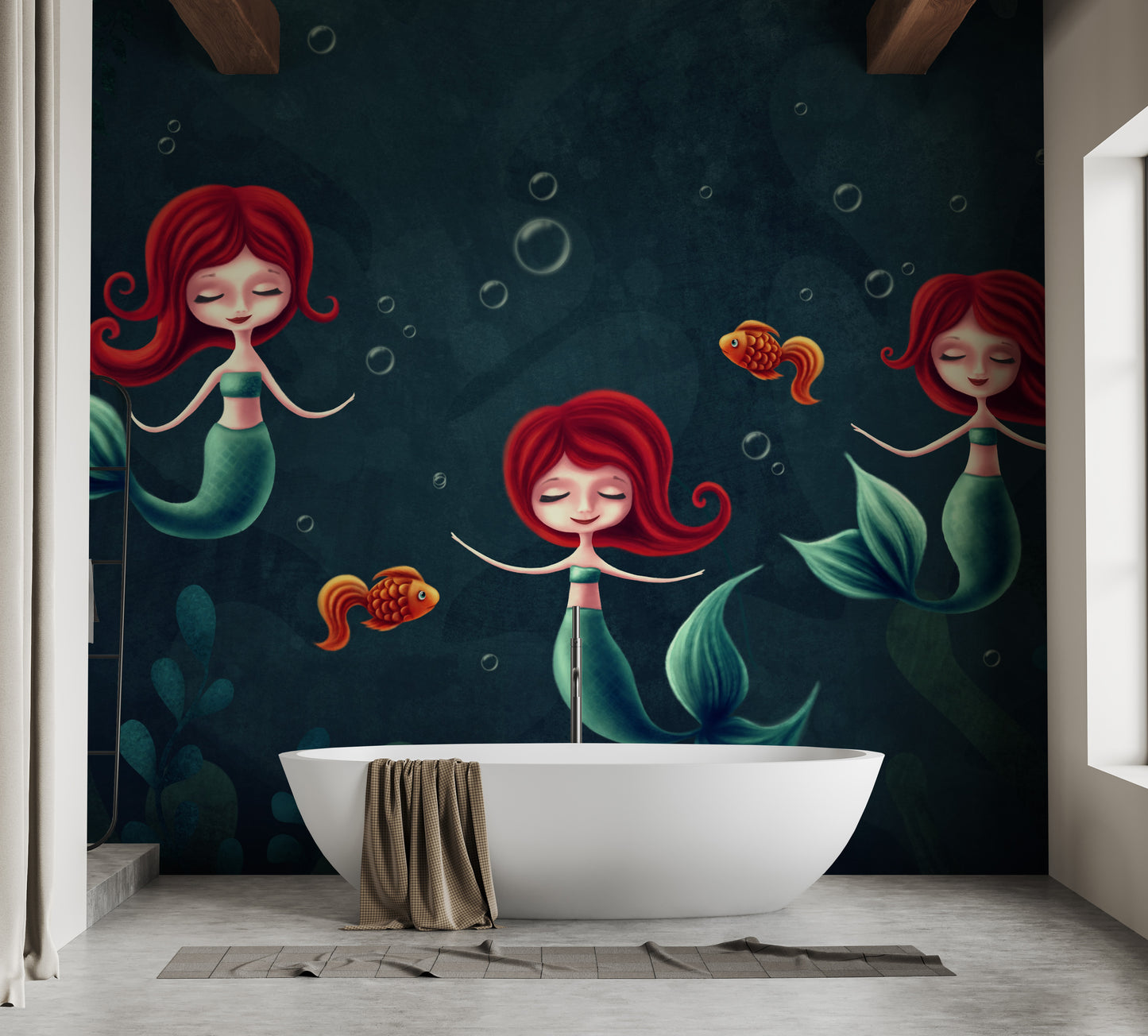 Three Underwater Mermaids Wallpaper Mural - Giffywalls