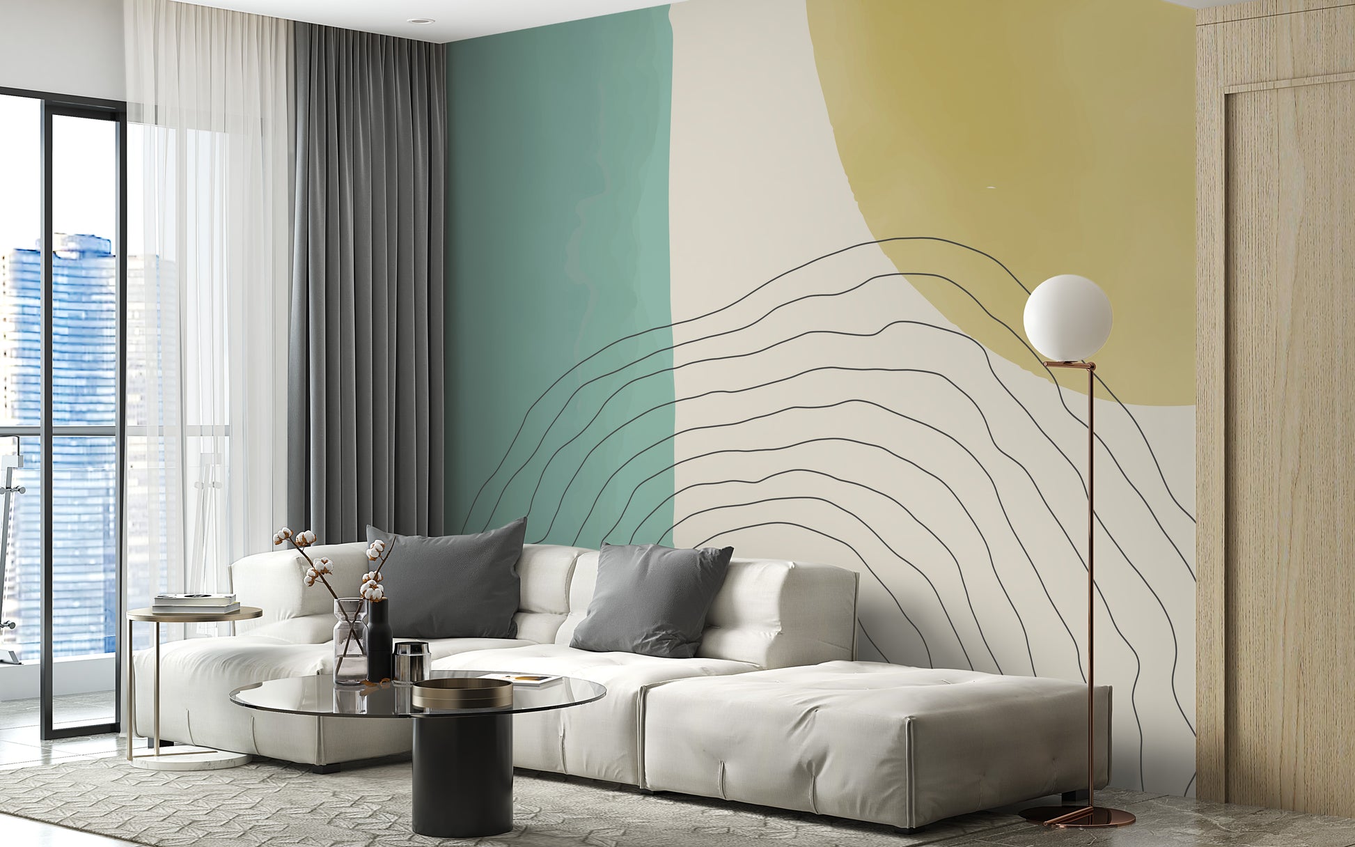 Artistic dual tone watercolor abstract wallpaper mural