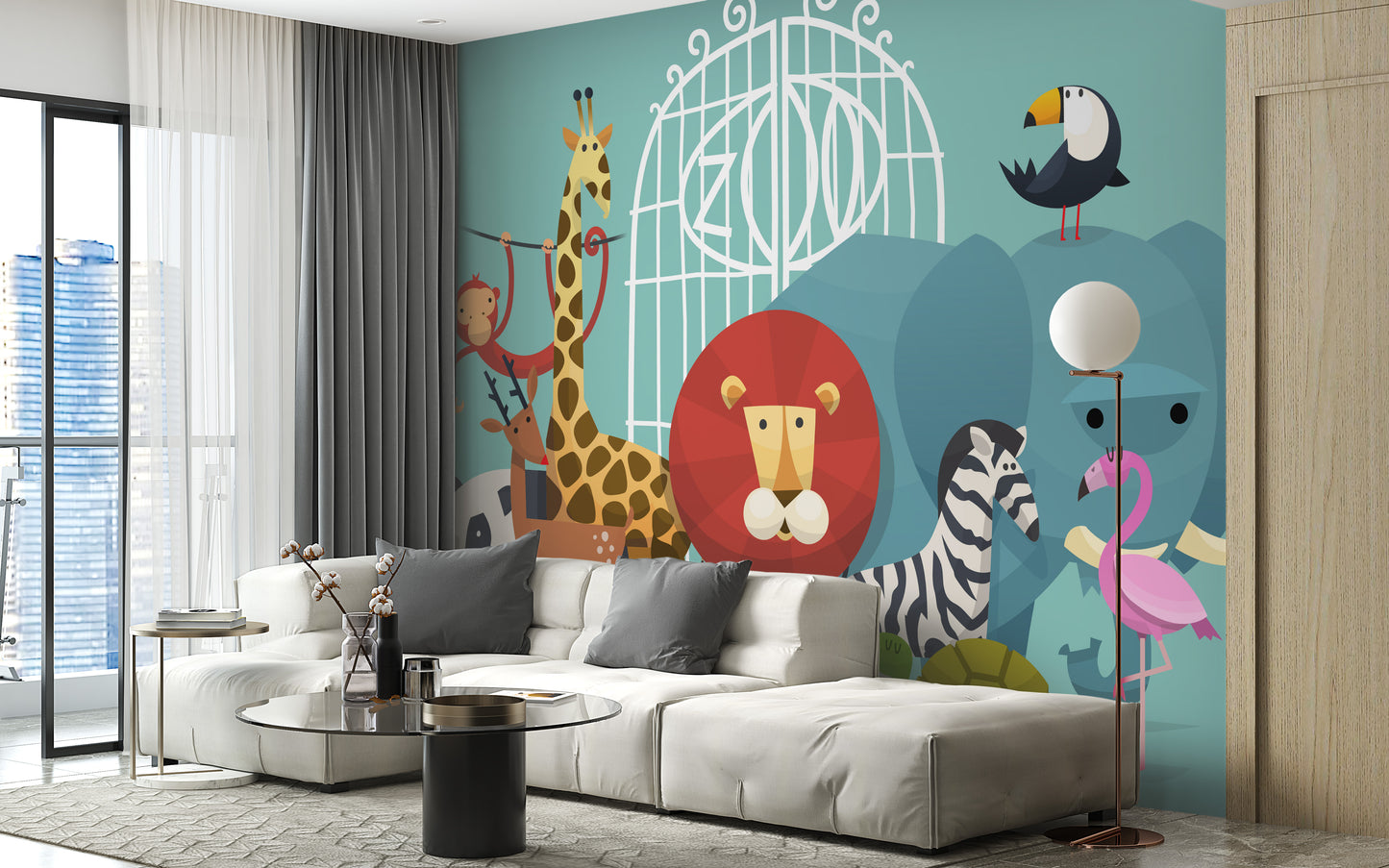 Zoo Animals Wallpaper Mural