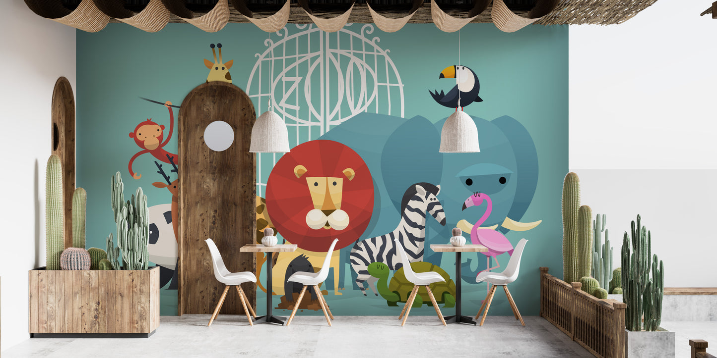 Zoo Animals Wallpaper Mural