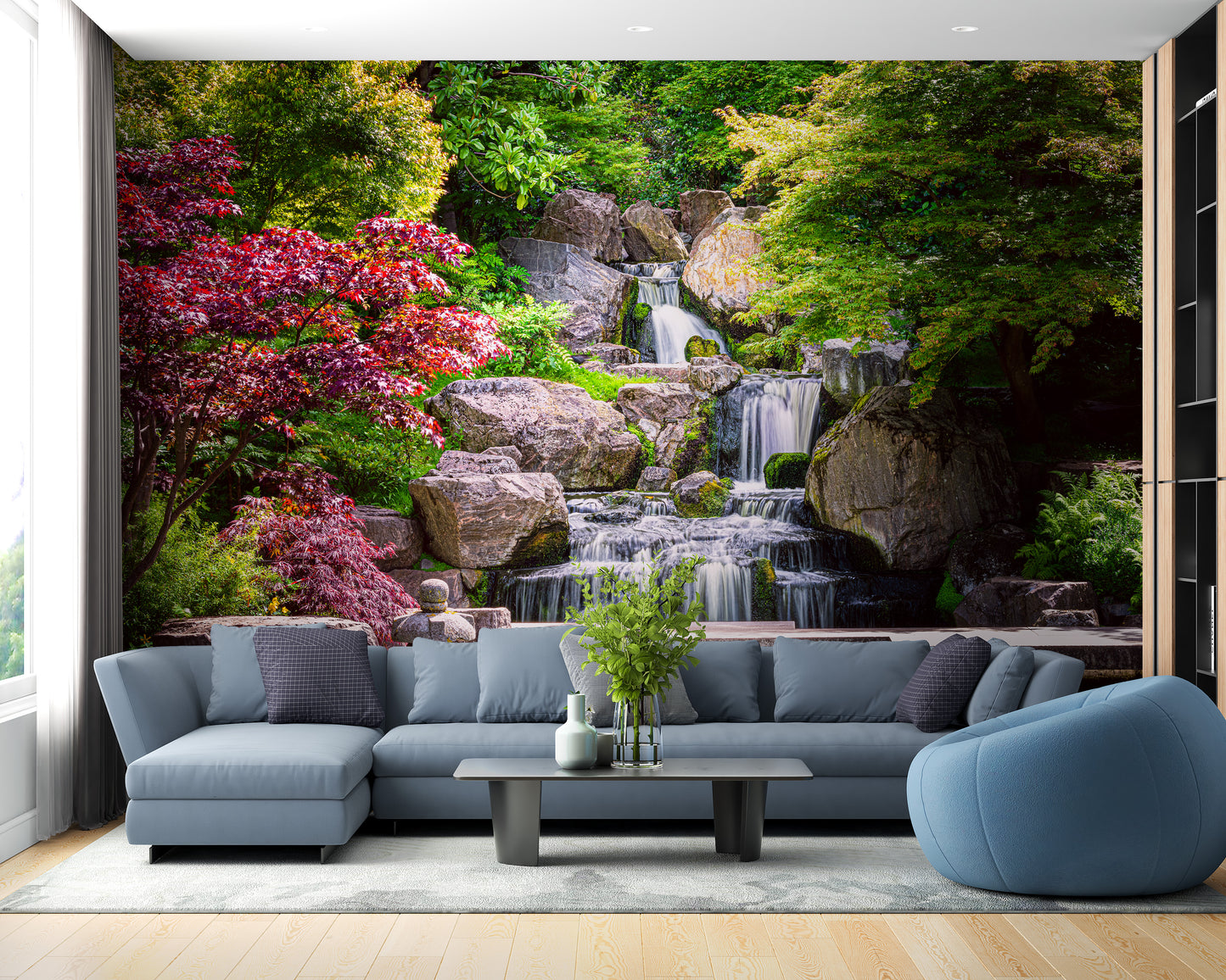 Garden Waterfall Nature Wallpaper Mural