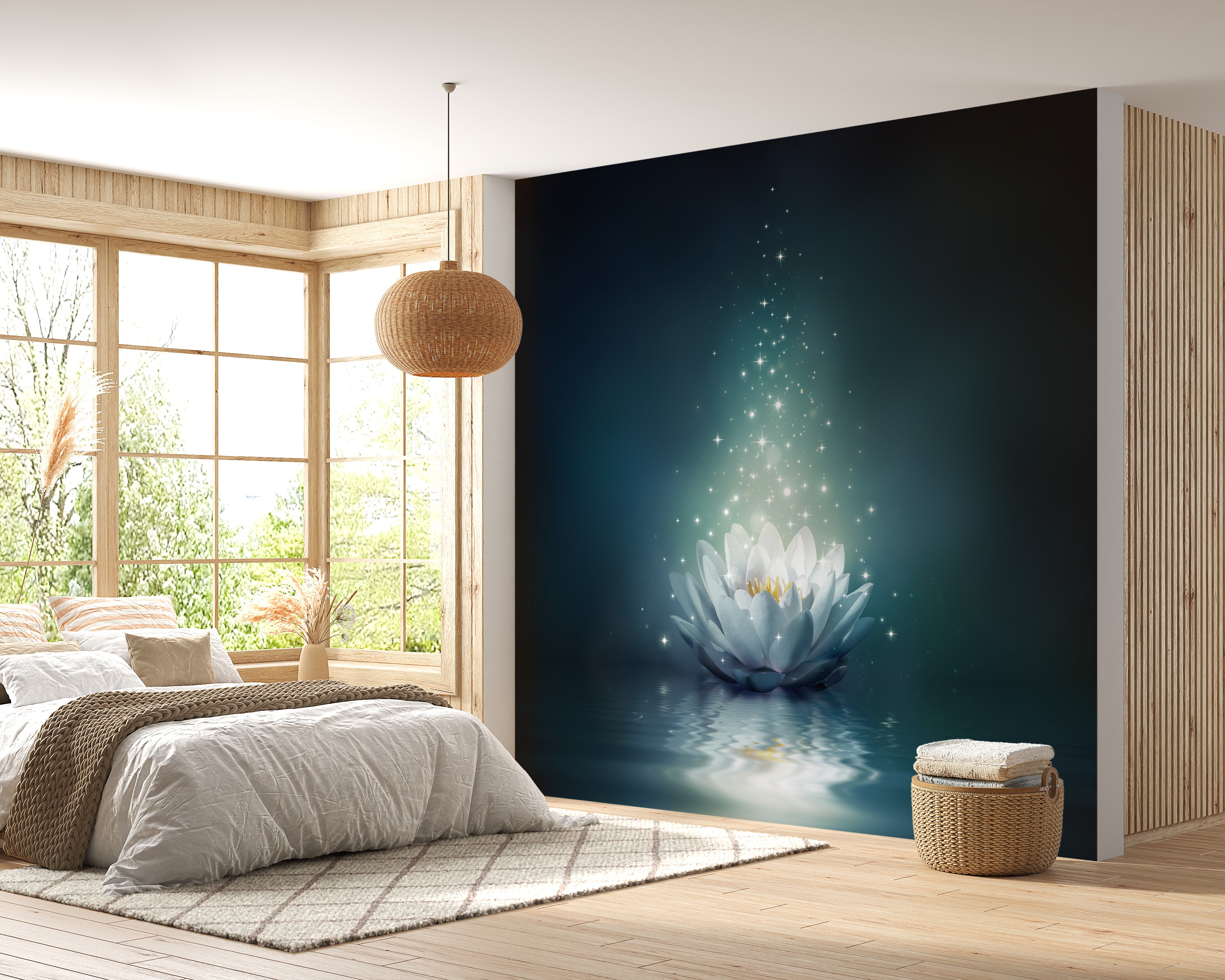 Beautiful white lily wallpaper mural for rooms