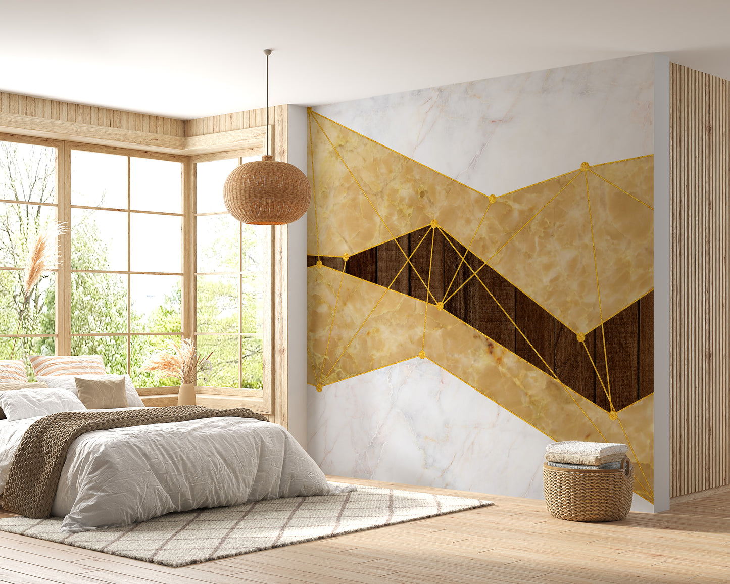 Gold Marble & Wood Wallpaper Mural