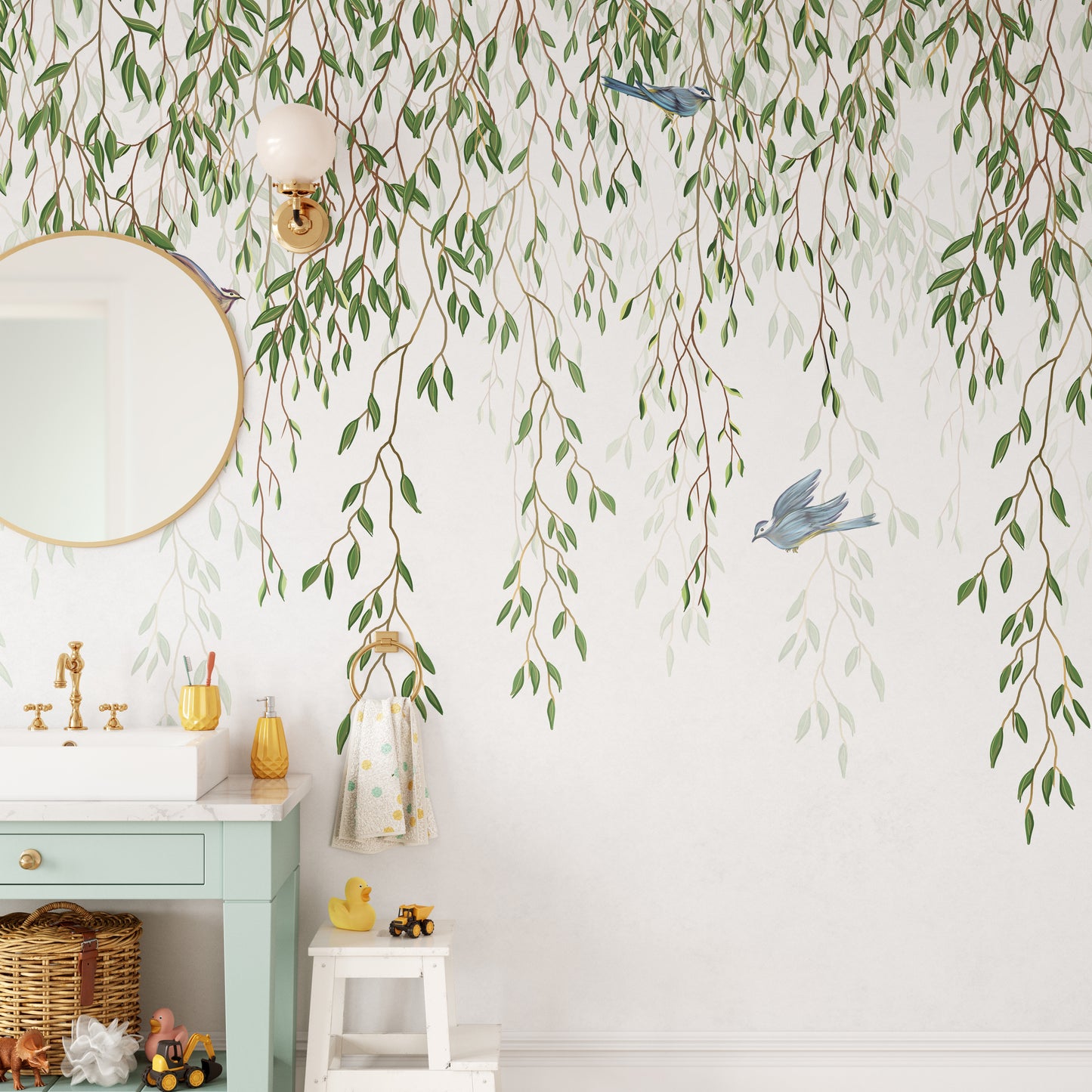 Willow Branches & Birds Wallpaper Mural