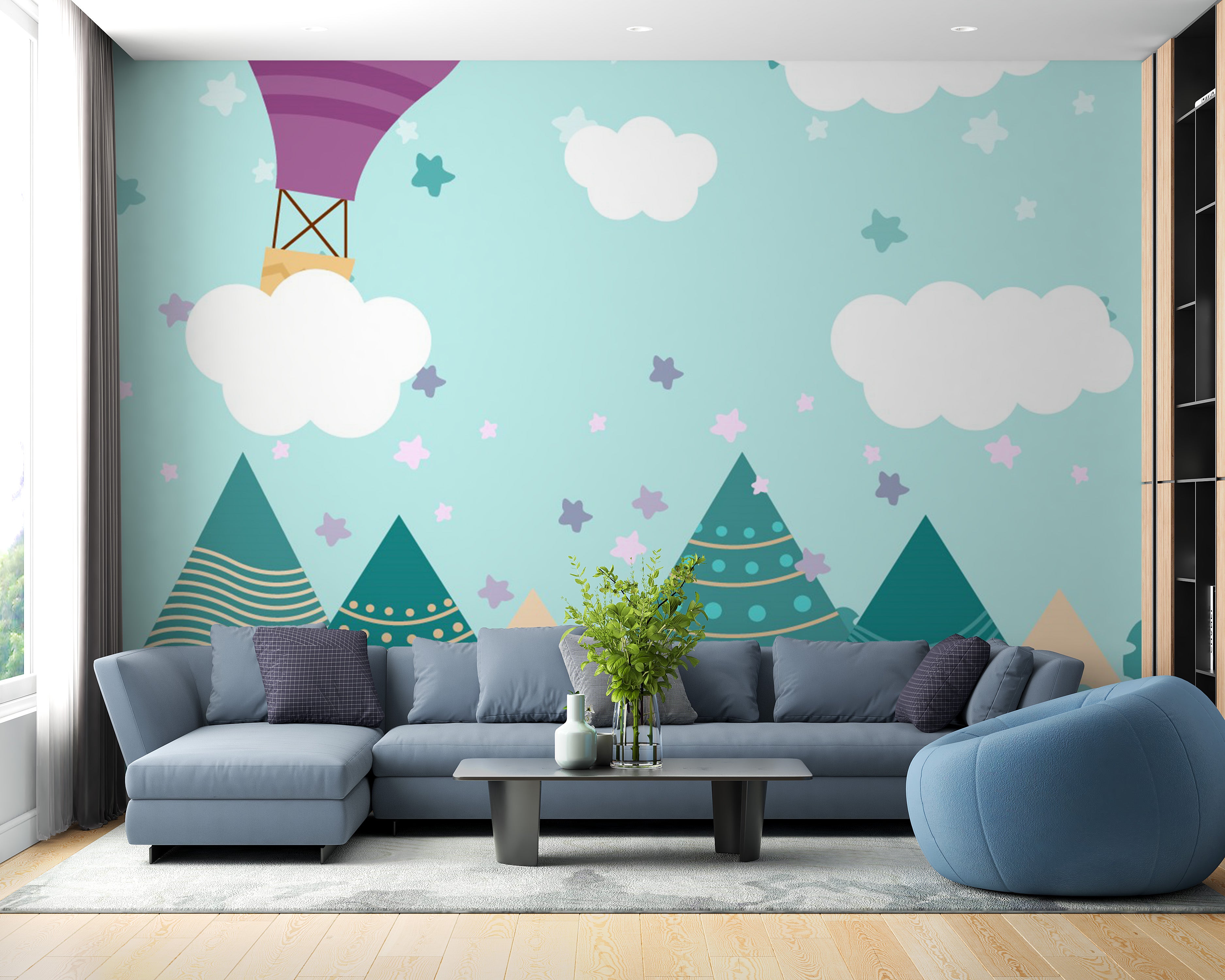 Hot Air Balloons Nursery Wallpaper Wall Mural - Giffywalls