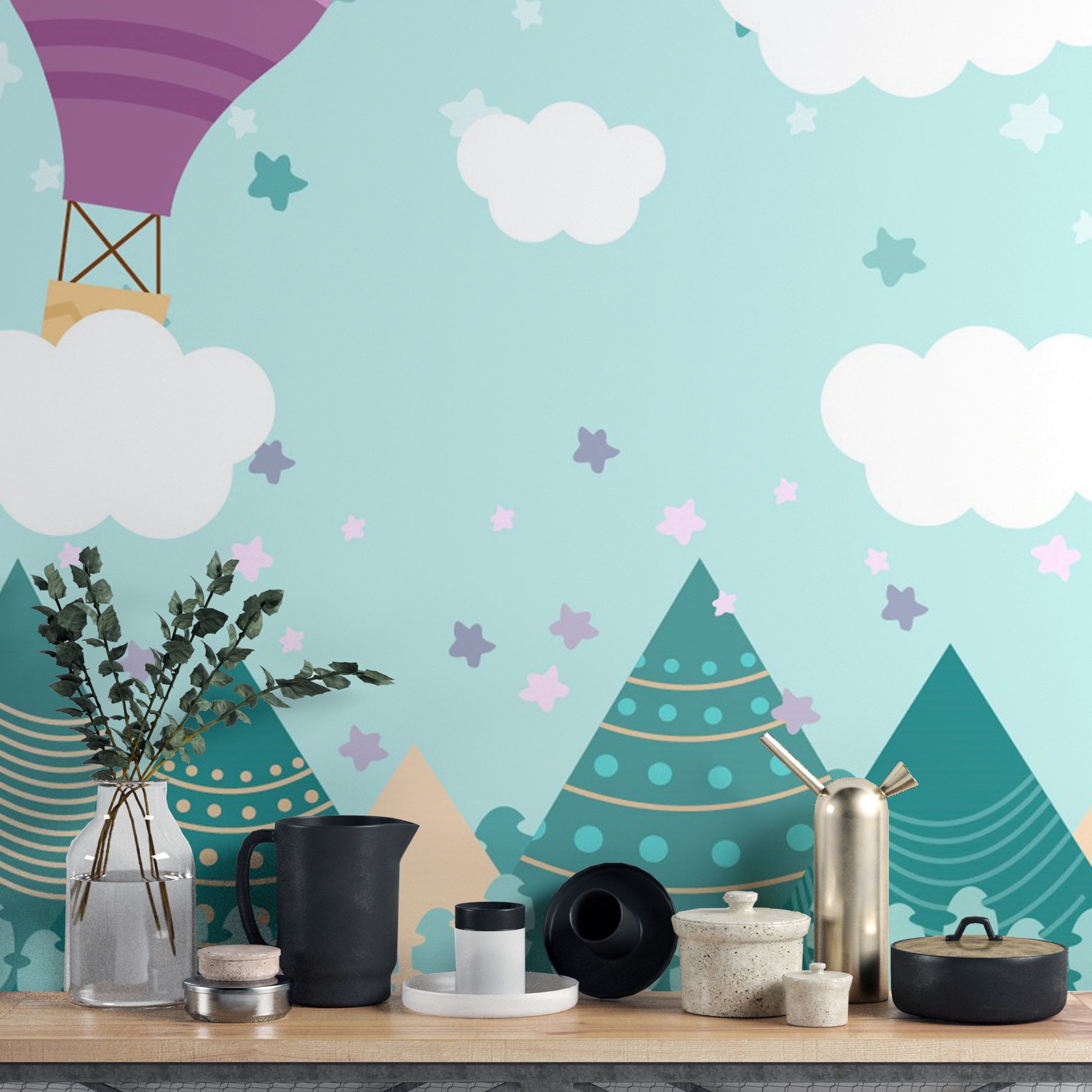 Hot Air Balloons Nursery Wallpaper Wall Mural - Giffywalls