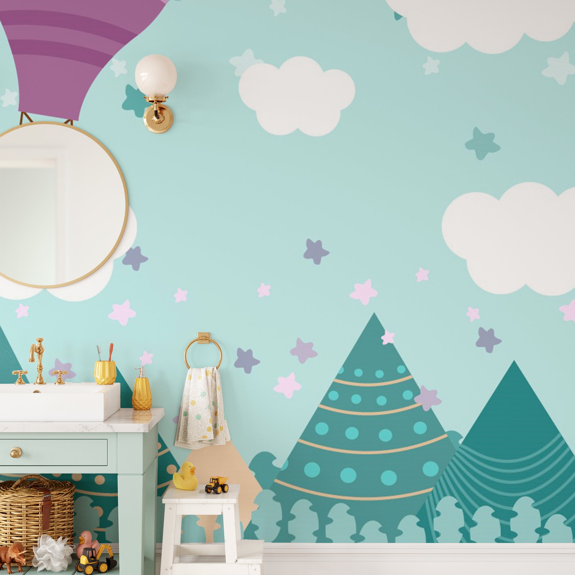 Hot Air Balloons Nursery Wallpaper Wall Mural - Giffywalls