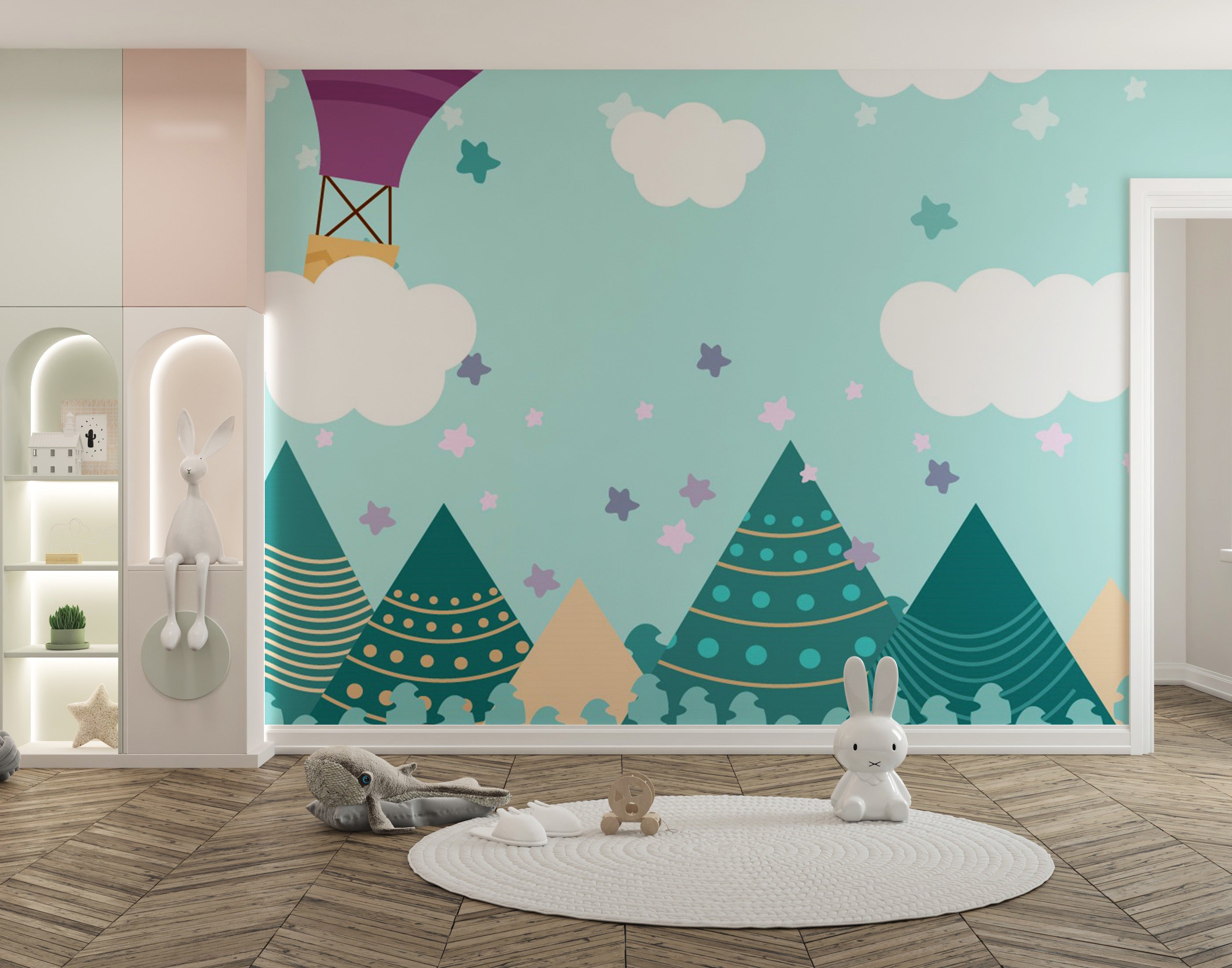 Hot Air Balloons Nursery Wallpaper Wall Mural - Giffywalls